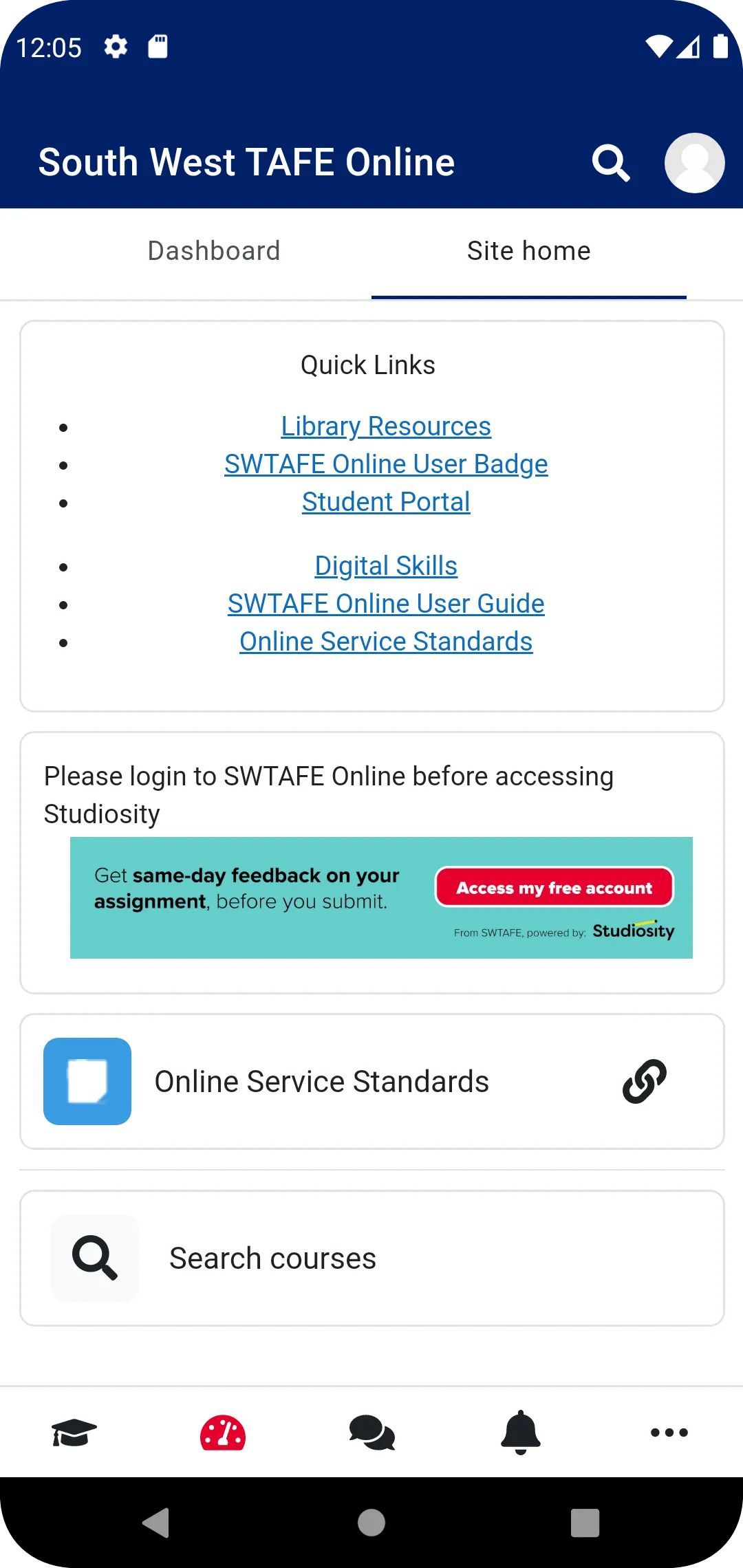 South West TAFE Online | Indus Appstore | Screenshot