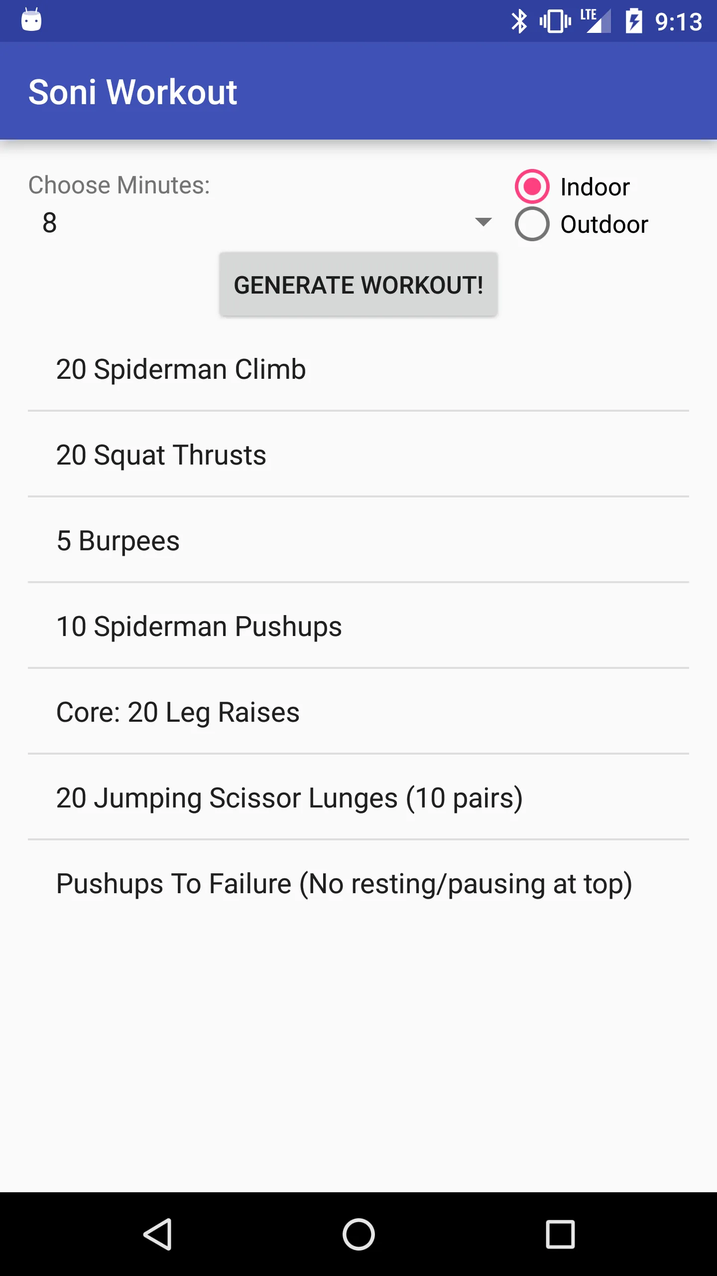 The Soni No-Gym Random Workout | Indus Appstore | Screenshot