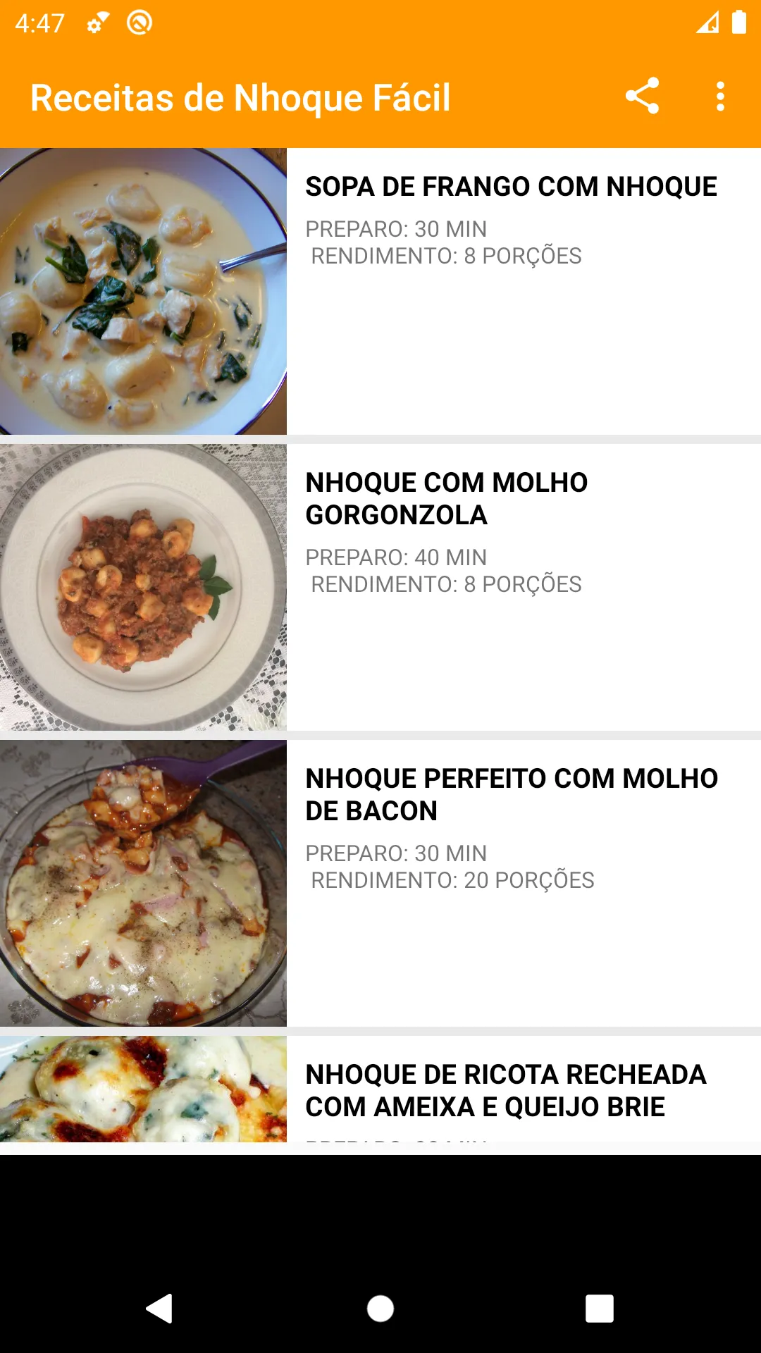 Receitas de Nhoque Fácil | Indus Appstore | Screenshot