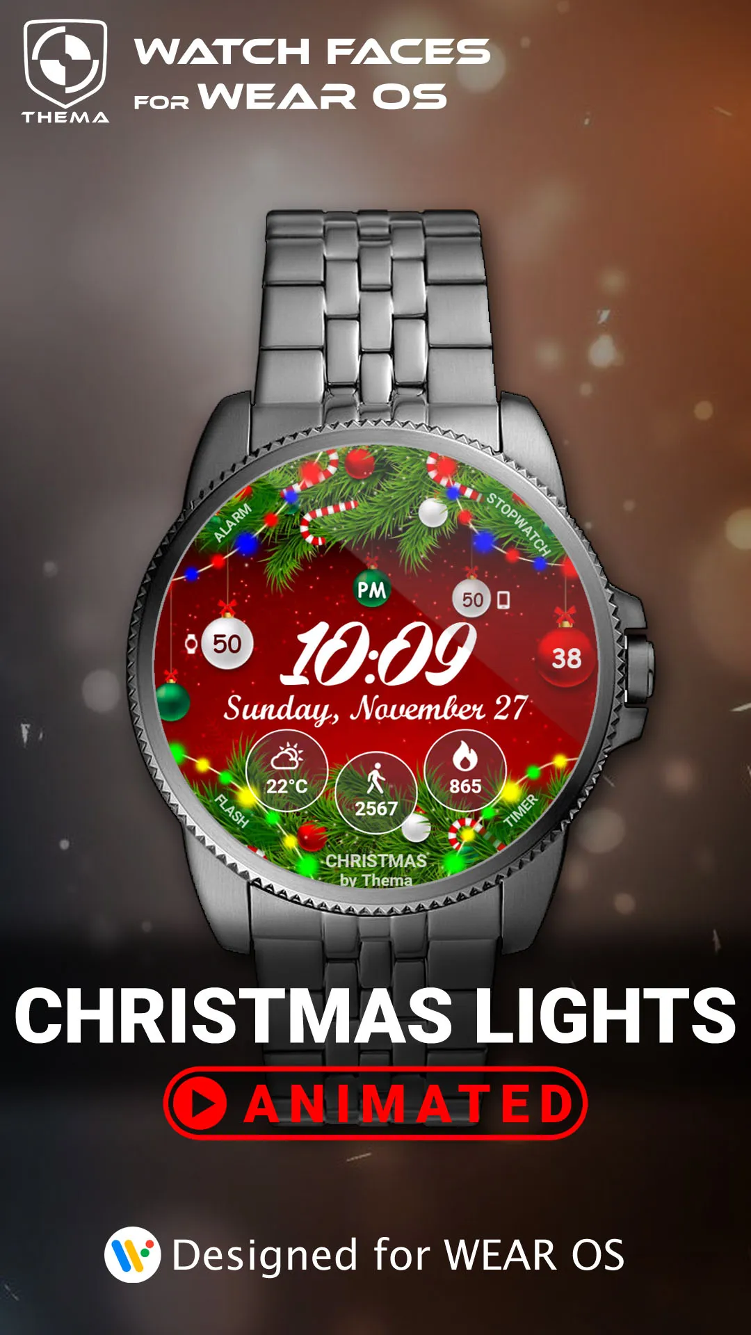 Christmas Lights Watch Face | Indus Appstore | Screenshot