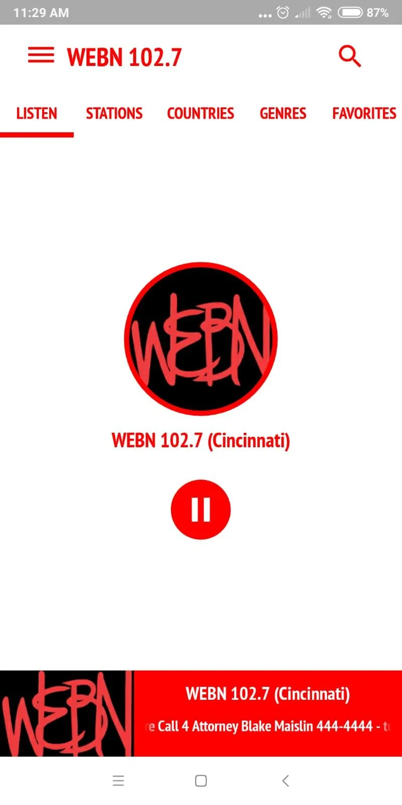 WEBN 102.7 | Indus Appstore | Screenshot