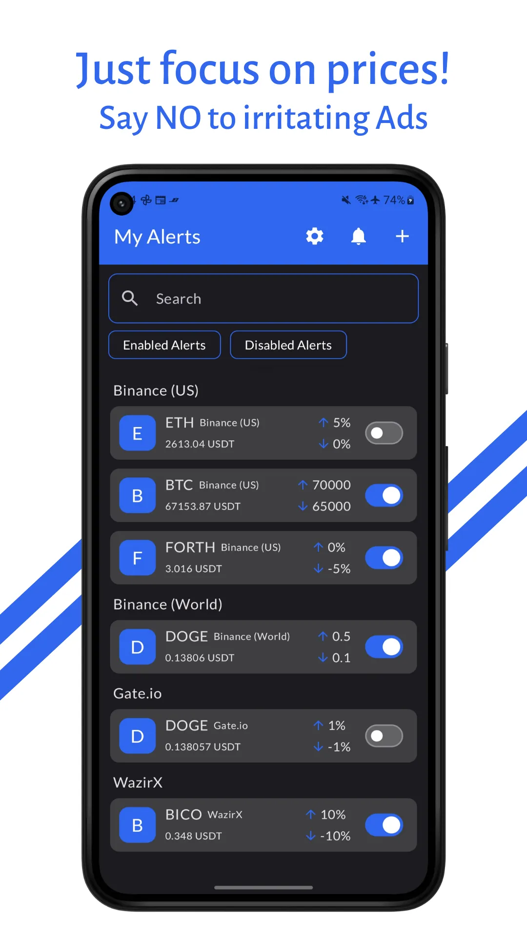 Crypto Price Alert(with Alarm) | Indus Appstore | Screenshot