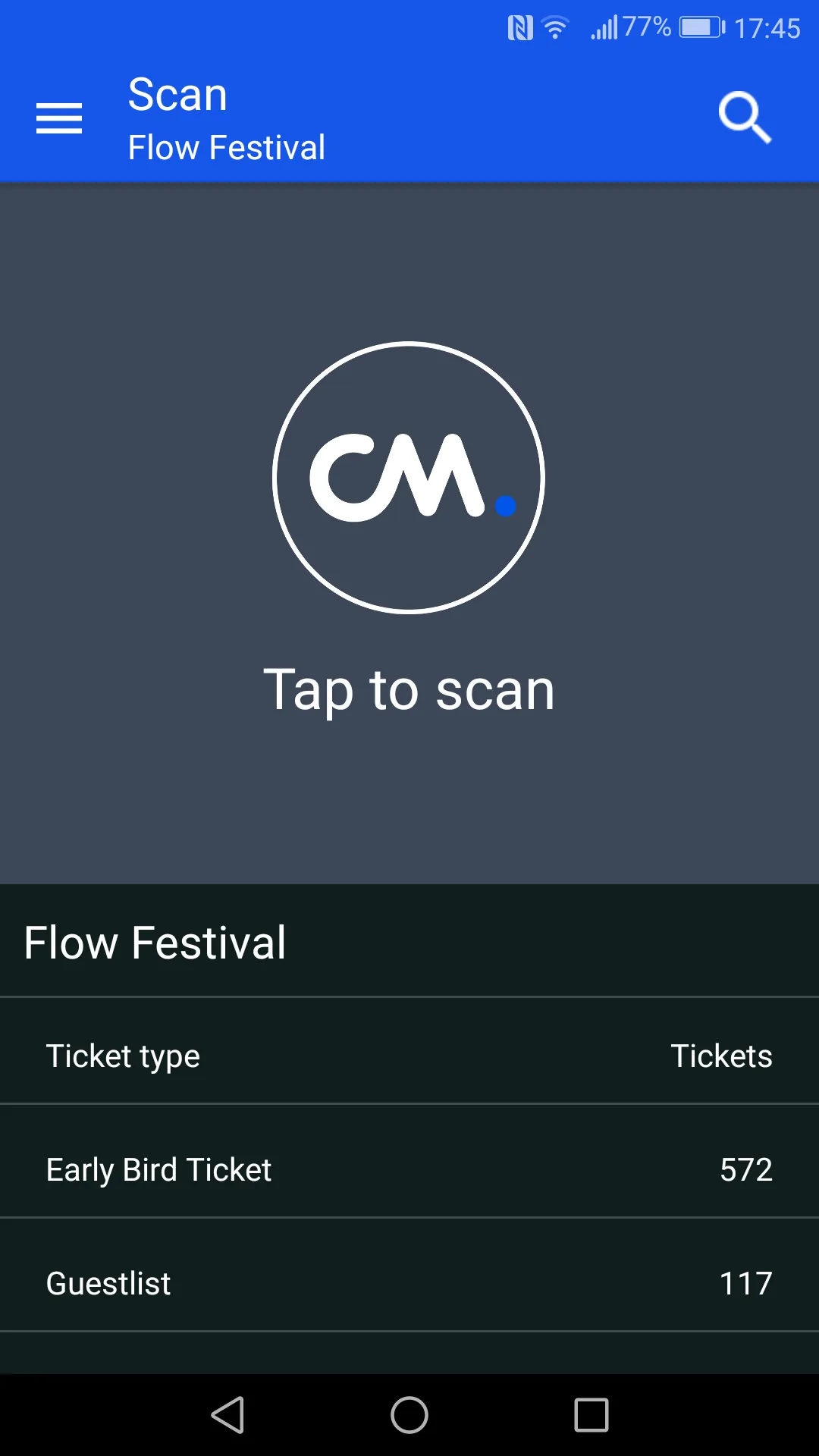 CM Tickets Ticket Scanner | Indus Appstore | Screenshot