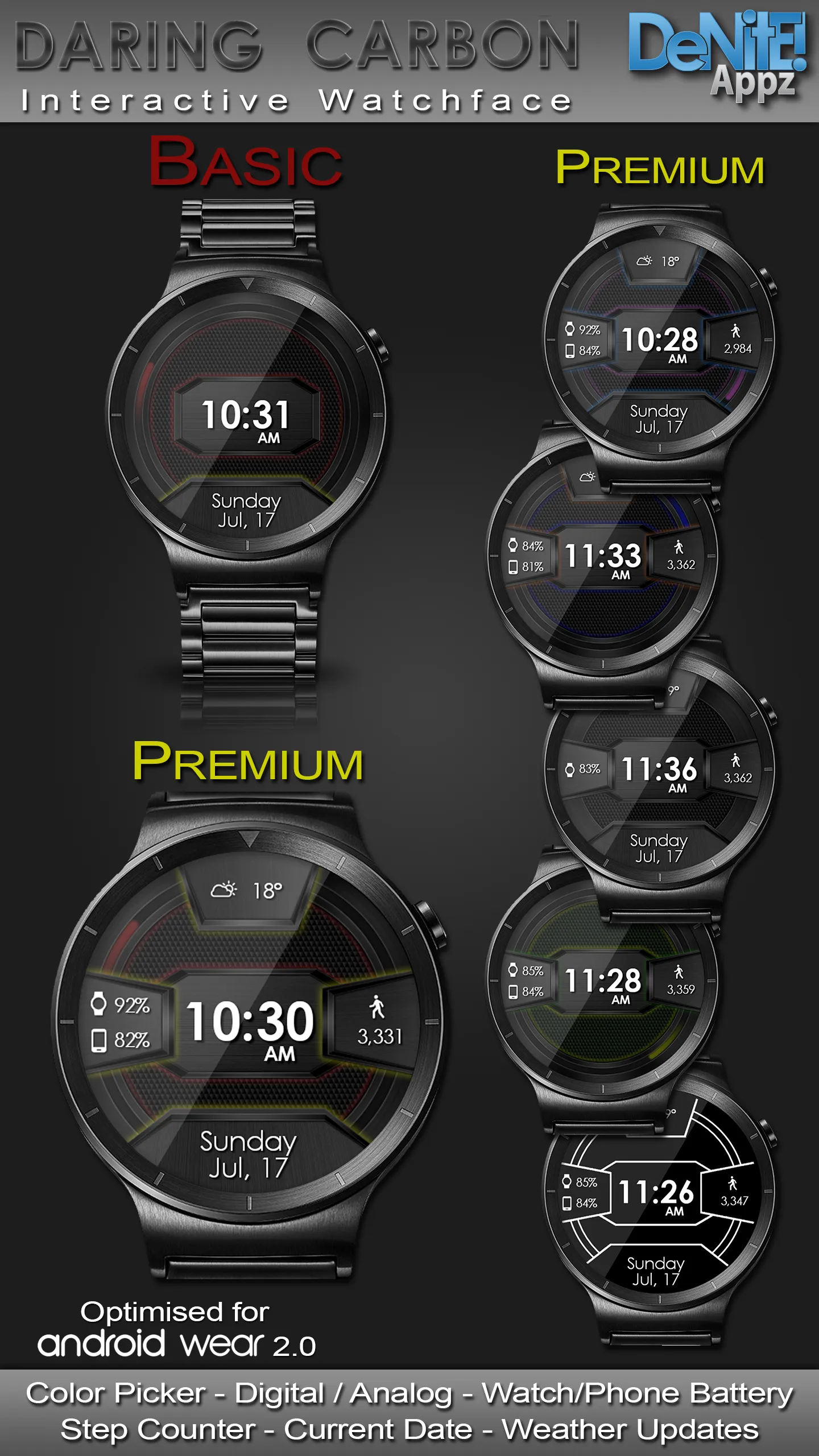 Daring Carbon HD Watch Face | Indus Appstore | Screenshot