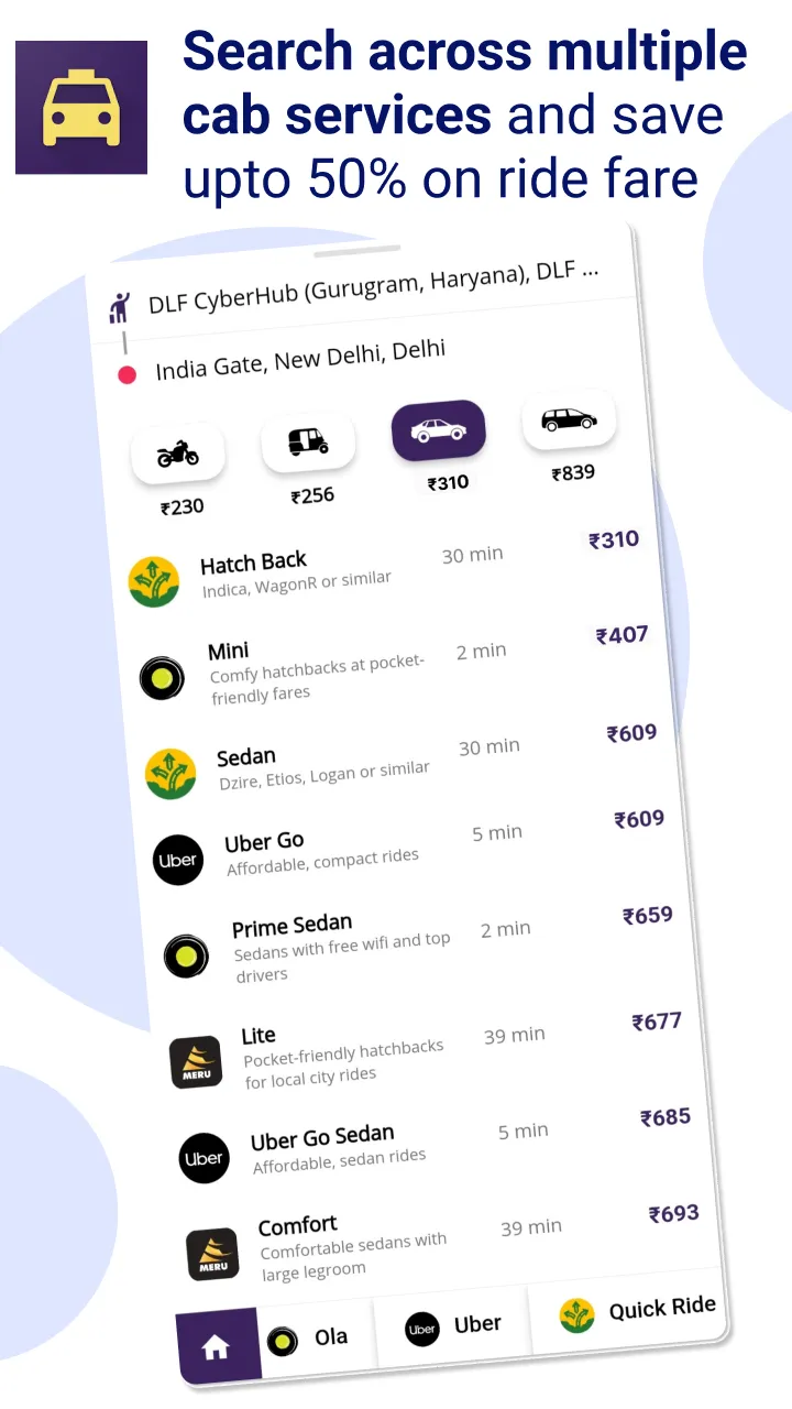 Cab Compare - [CLOSED] | Indus Appstore | Screenshot
