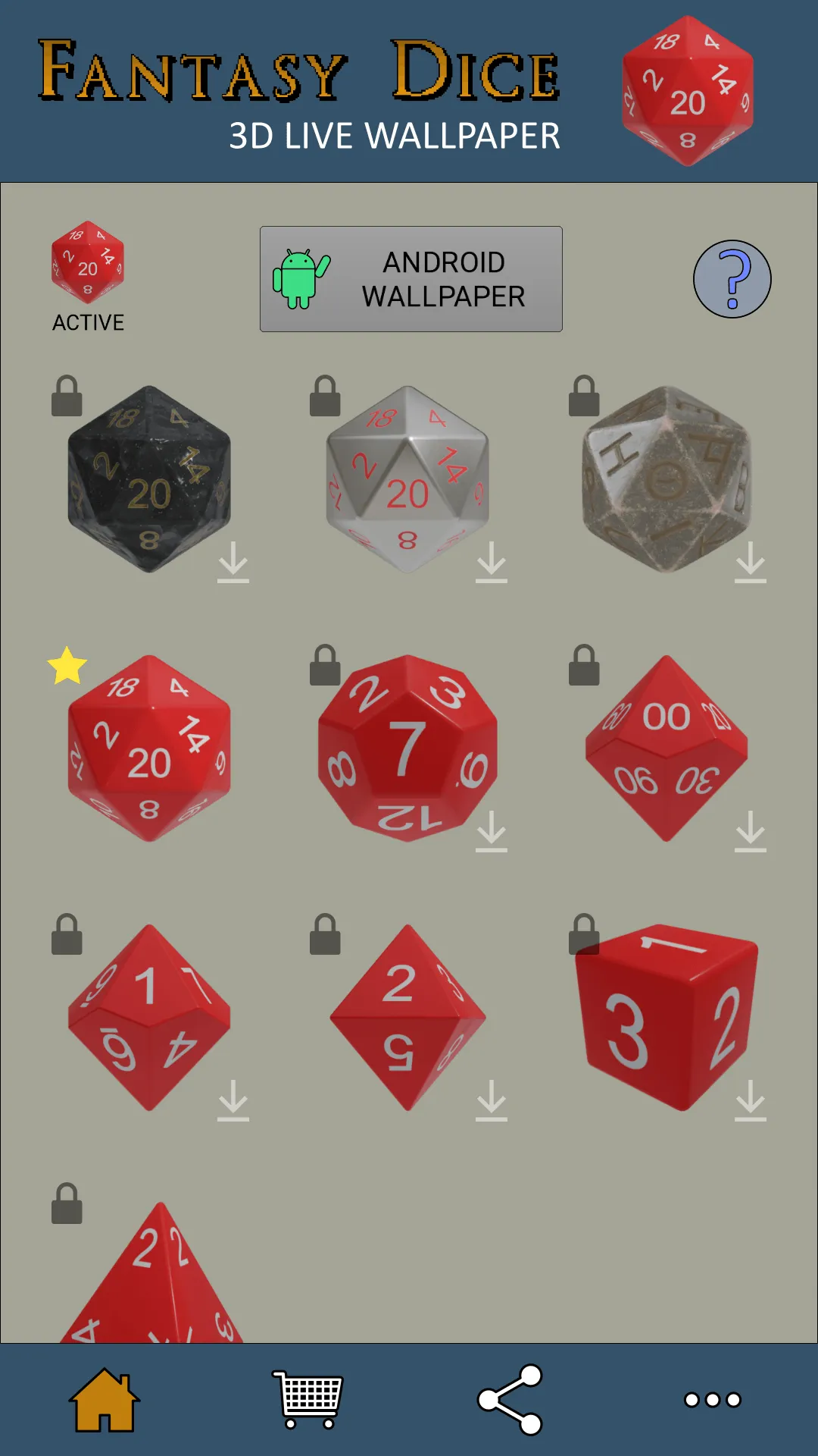 Fantasy Dice 3D Live Wallpaper | Indus Appstore | Screenshot