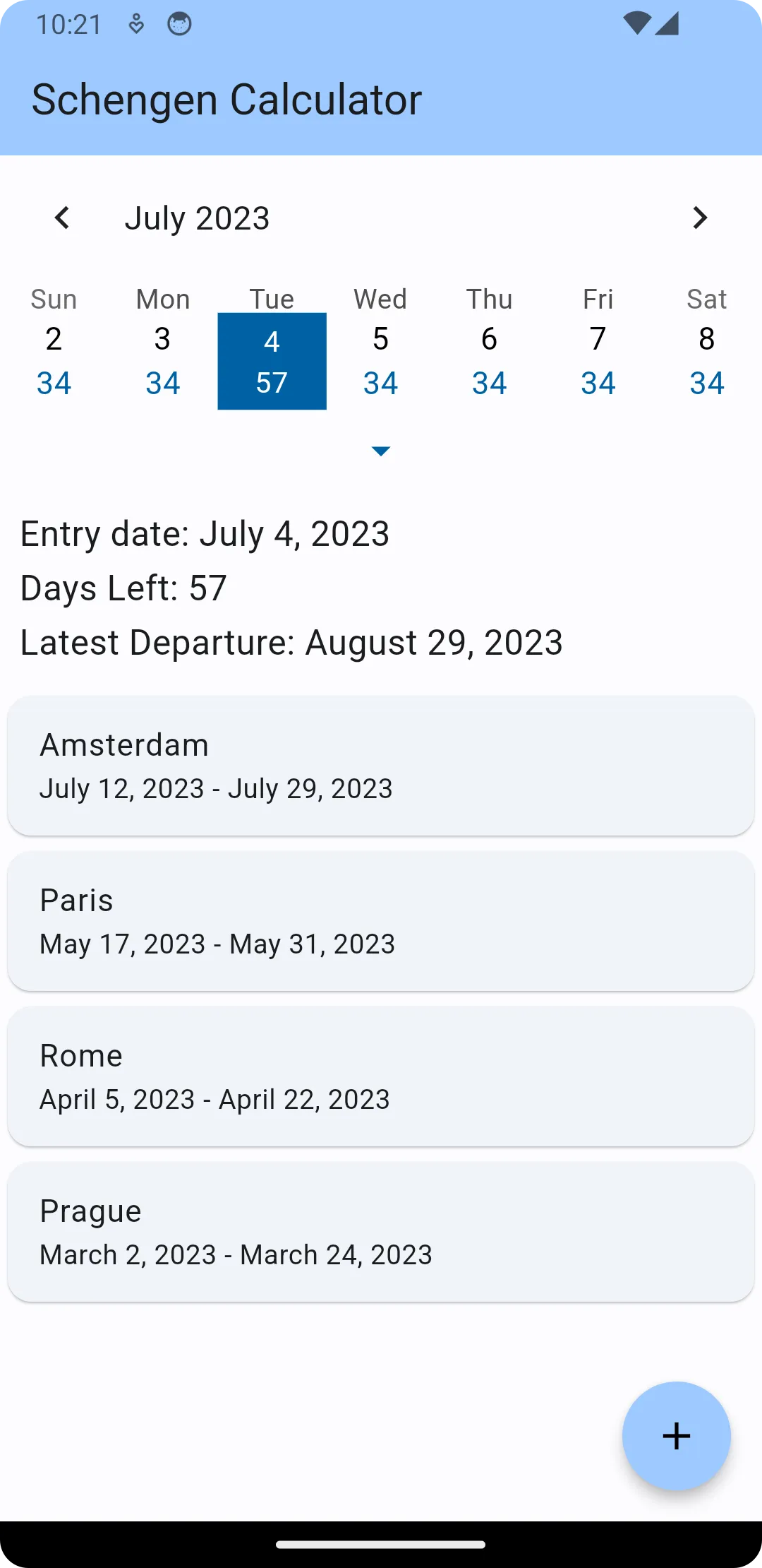 Schengen Calculator | Indus Appstore | Screenshot