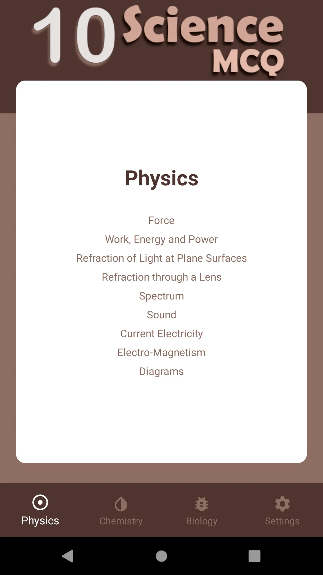 ICSE MCQ - Class 10th(Science) | Indus Appstore | Screenshot