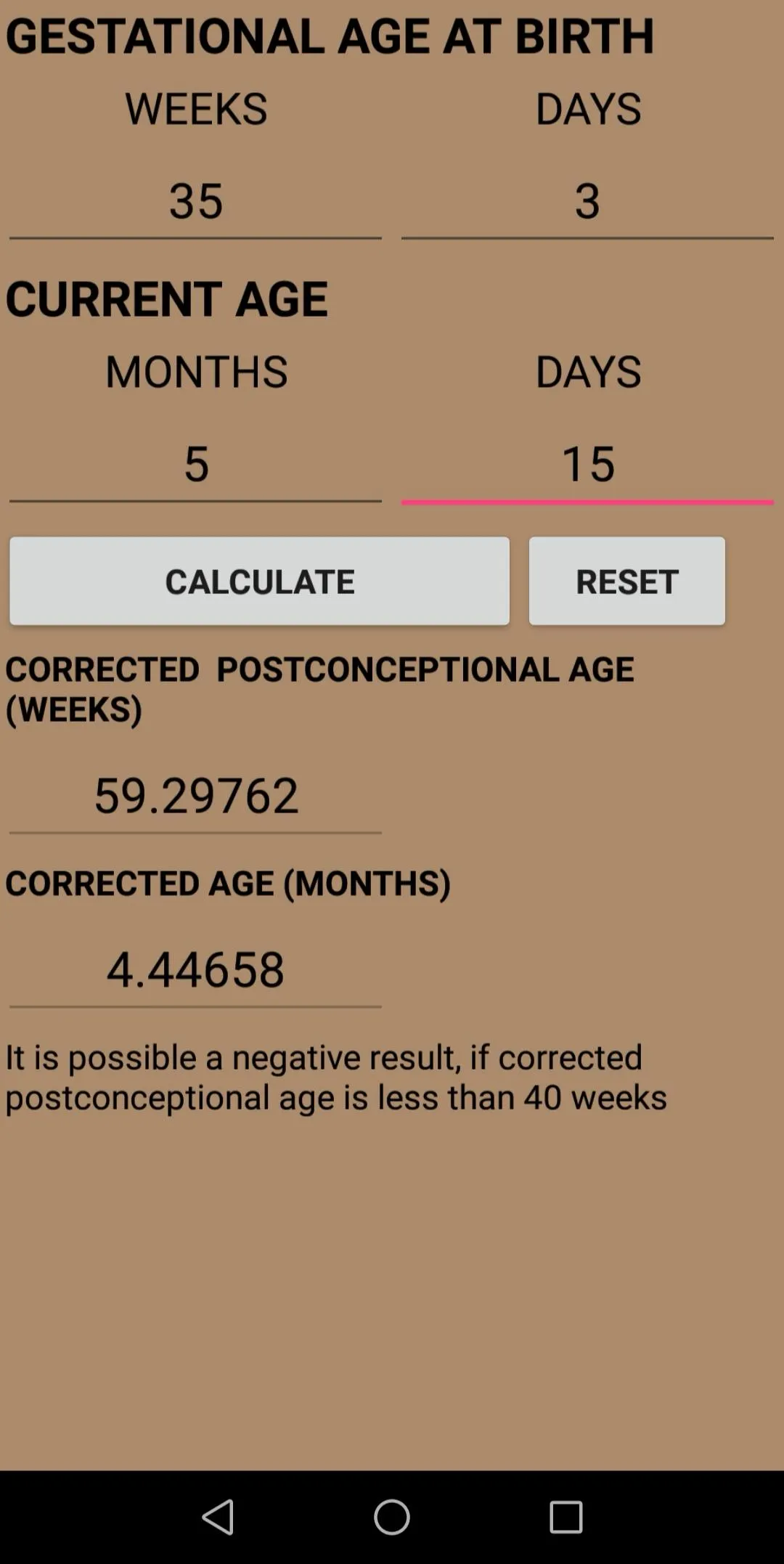 Preterm Corrected Age Calculat | Indus Appstore | Screenshot