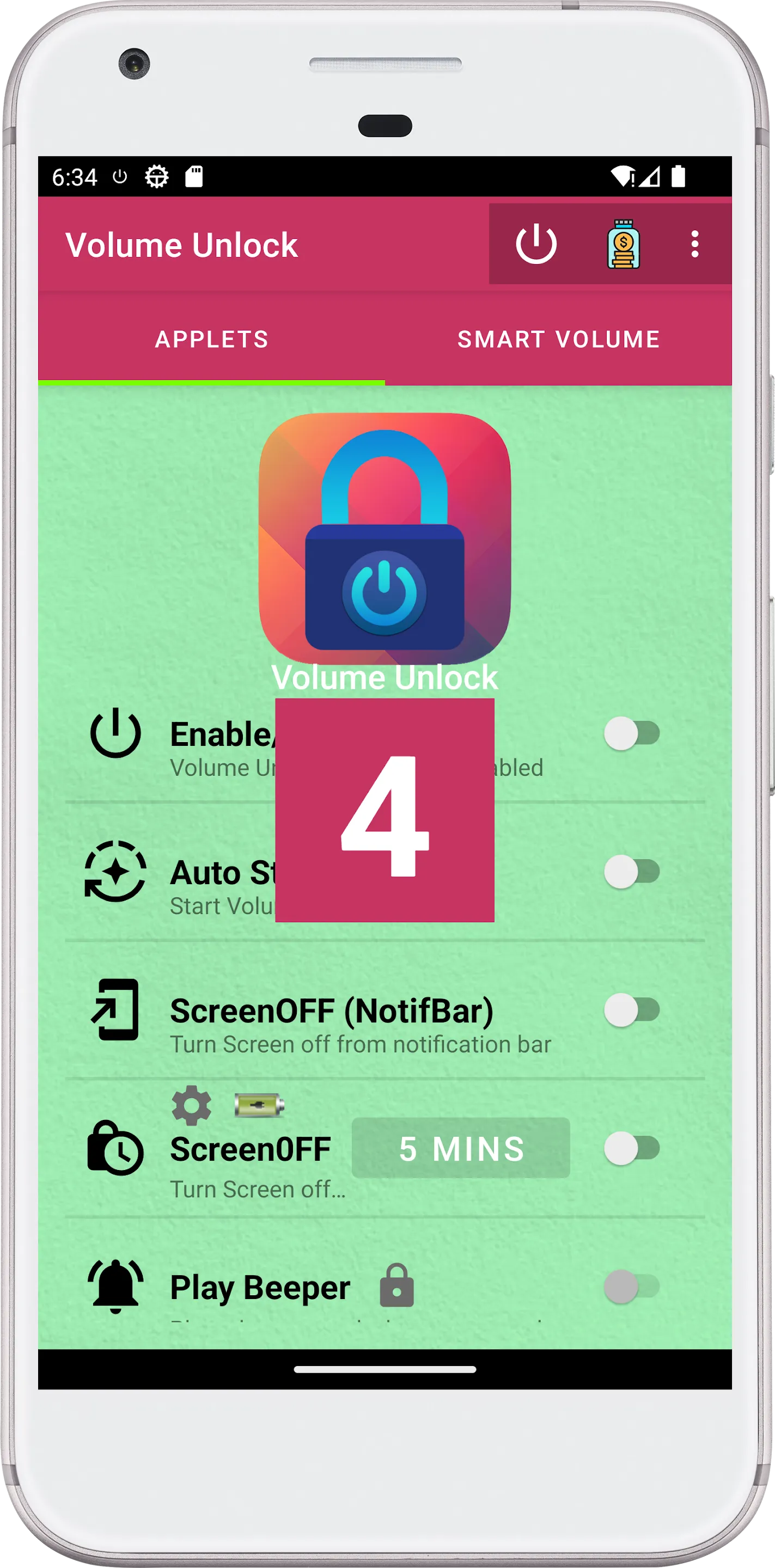 Volume Unlock, 'power button!" | Indus Appstore | Screenshot