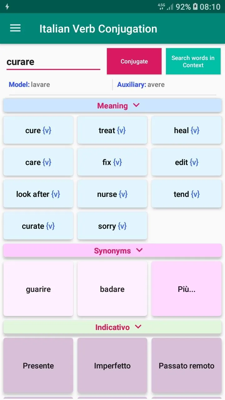 Italian Verb Conjugation | Indus Appstore | Screenshot