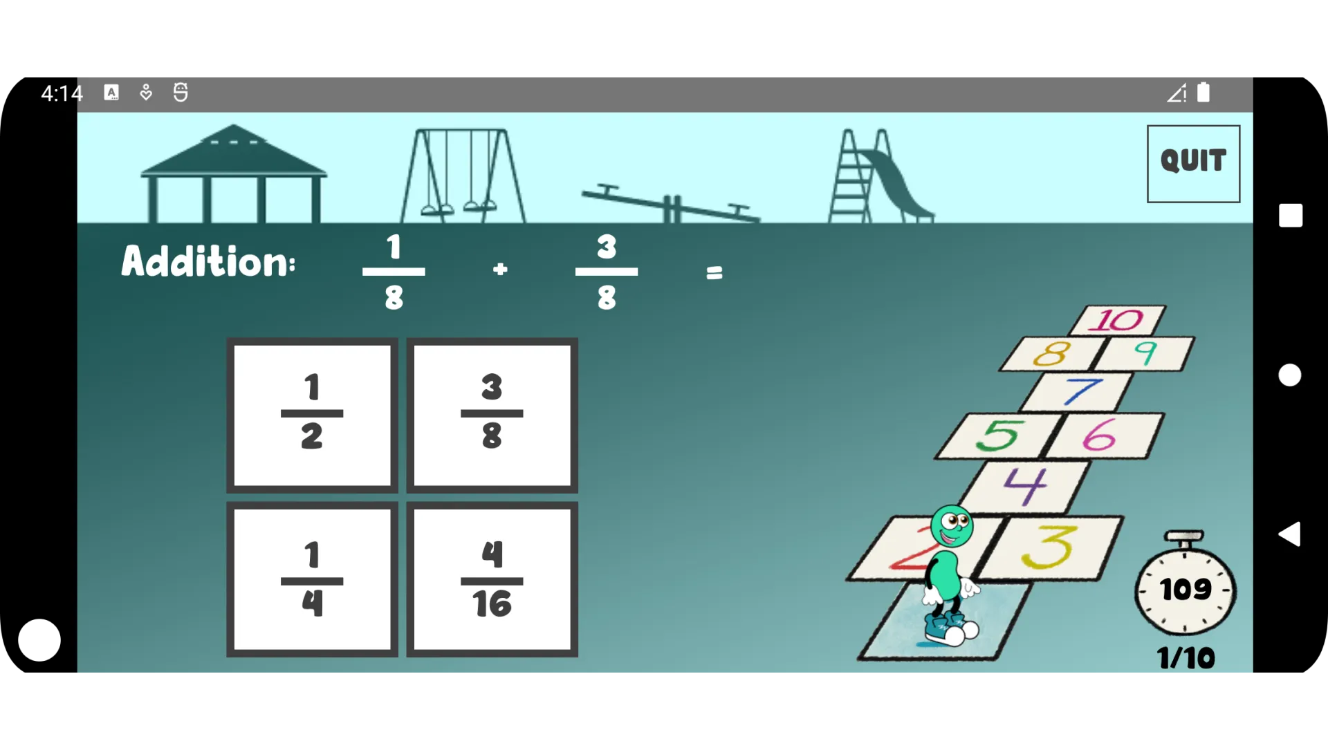 Hopscotch - Adding Fractions | Indus Appstore | Screenshot