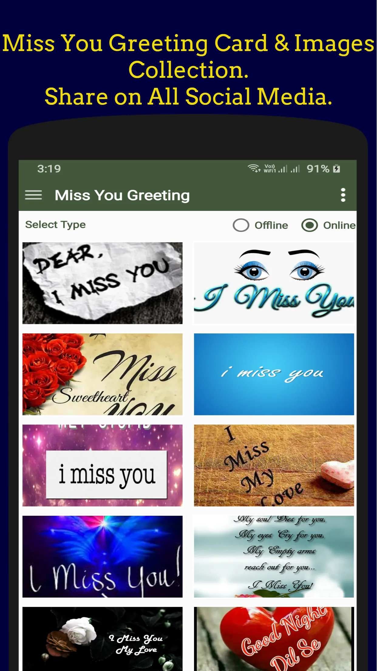 Miss You Greeting Collection. | Indus Appstore | Screenshot