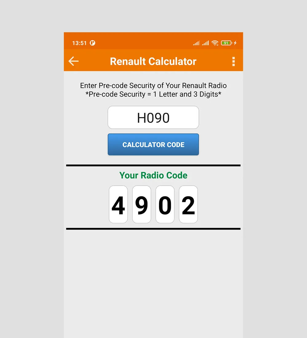 Radio Precode Calculator For R | Indus Appstore | Screenshot