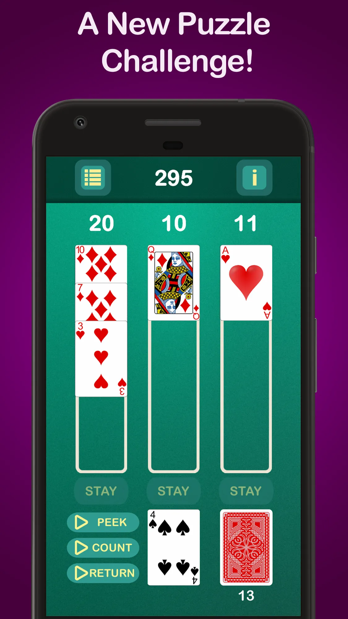 Puzzle 21 Blackjack Solitaire | Indus Appstore | Screenshot