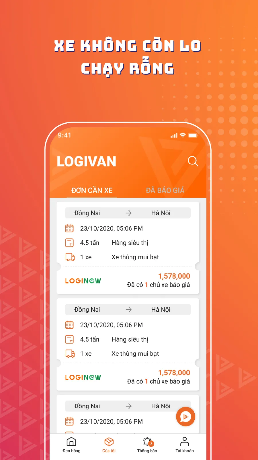 LOGIVAN Chủ Xe | Indus Appstore | Screenshot