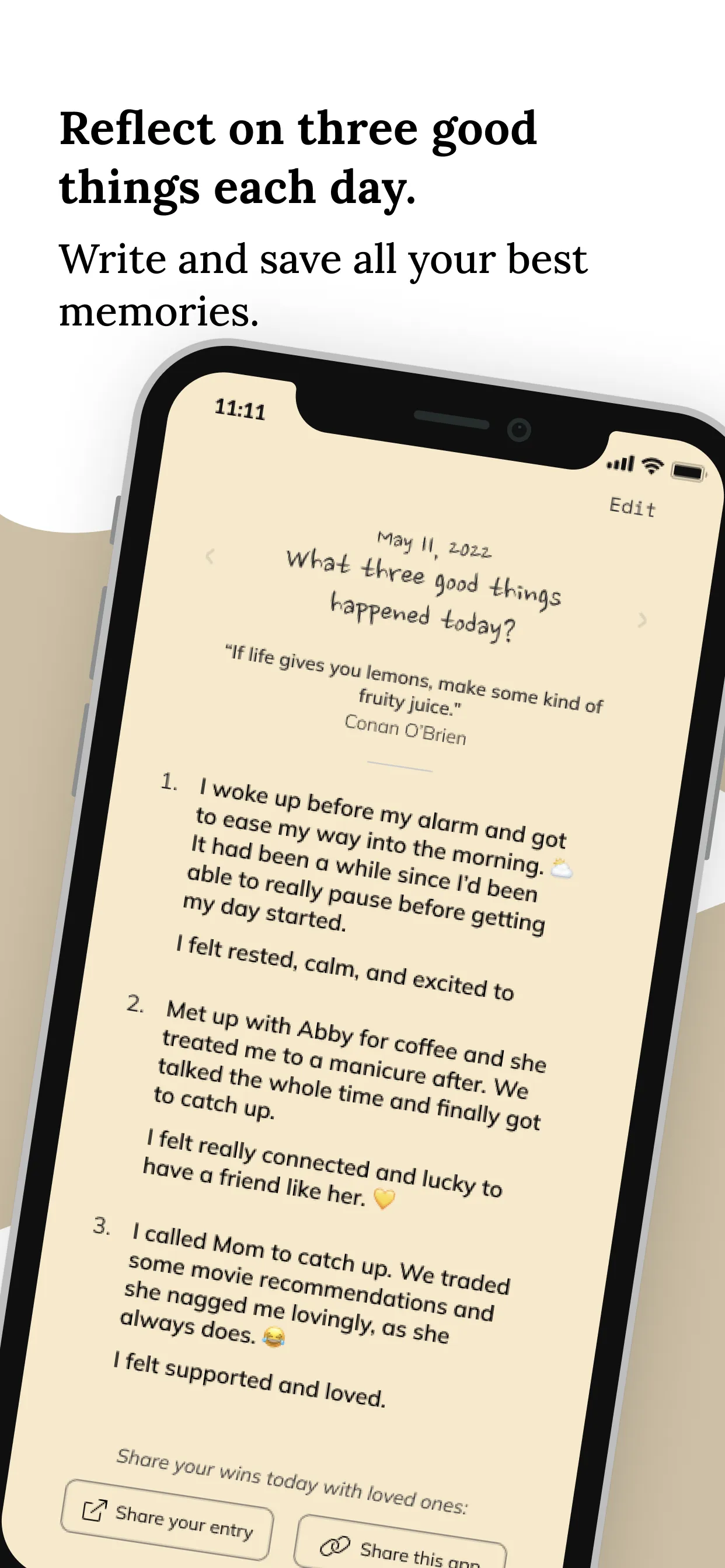 3 Good Things daily gratitude | Indus Appstore | Screenshot