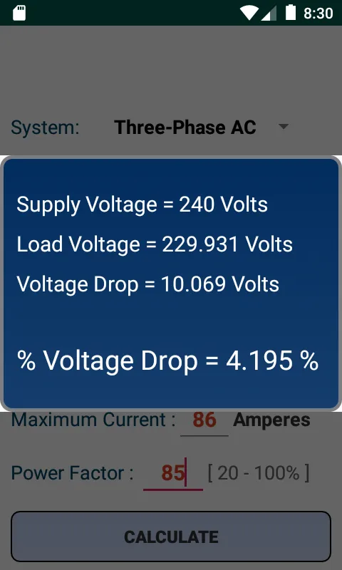 NEC Voltage Drop Calculator | Indus Appstore | Screenshot