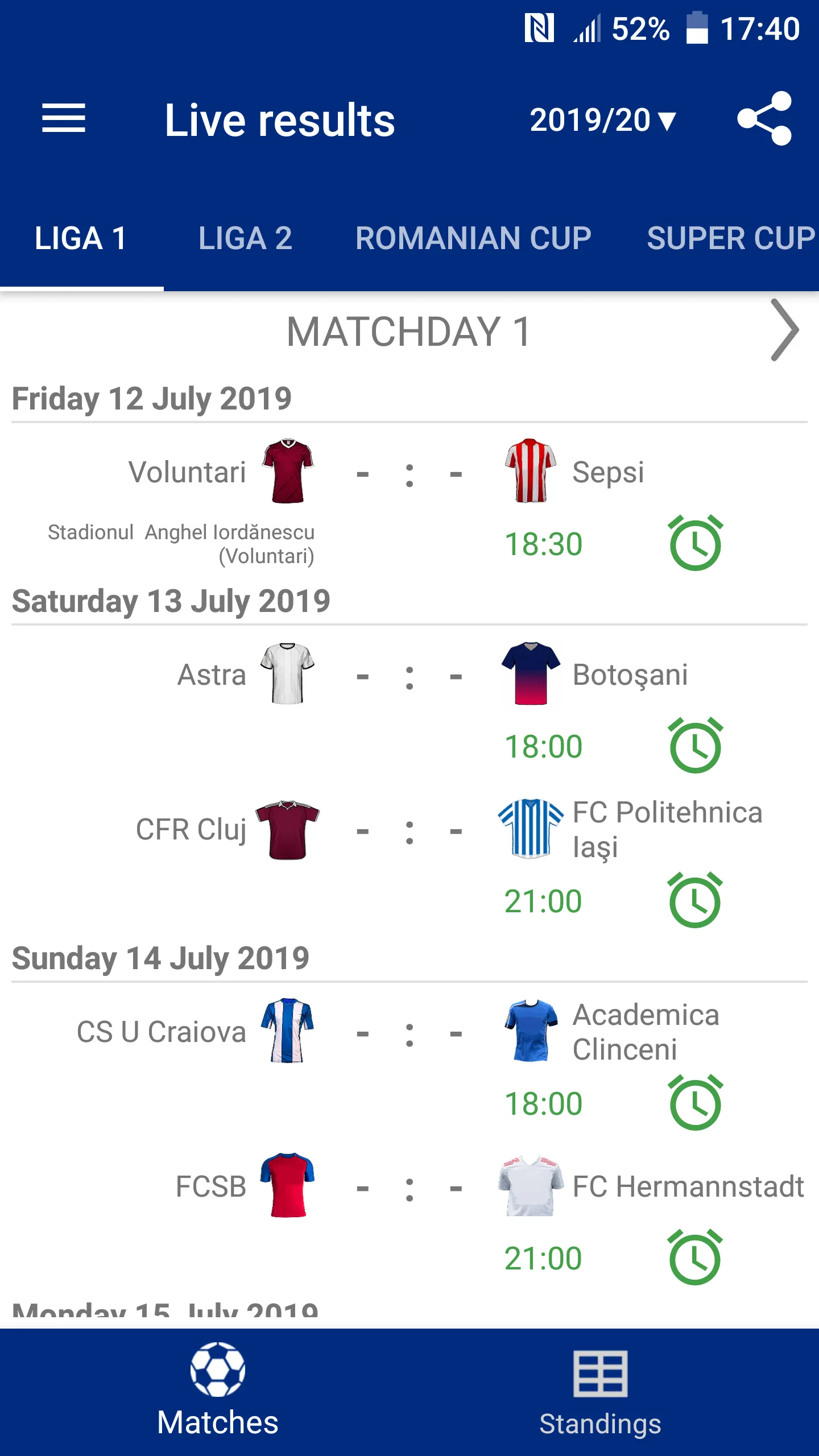 Live Scores for Liga 1 Romania | Indus Appstore | Screenshot