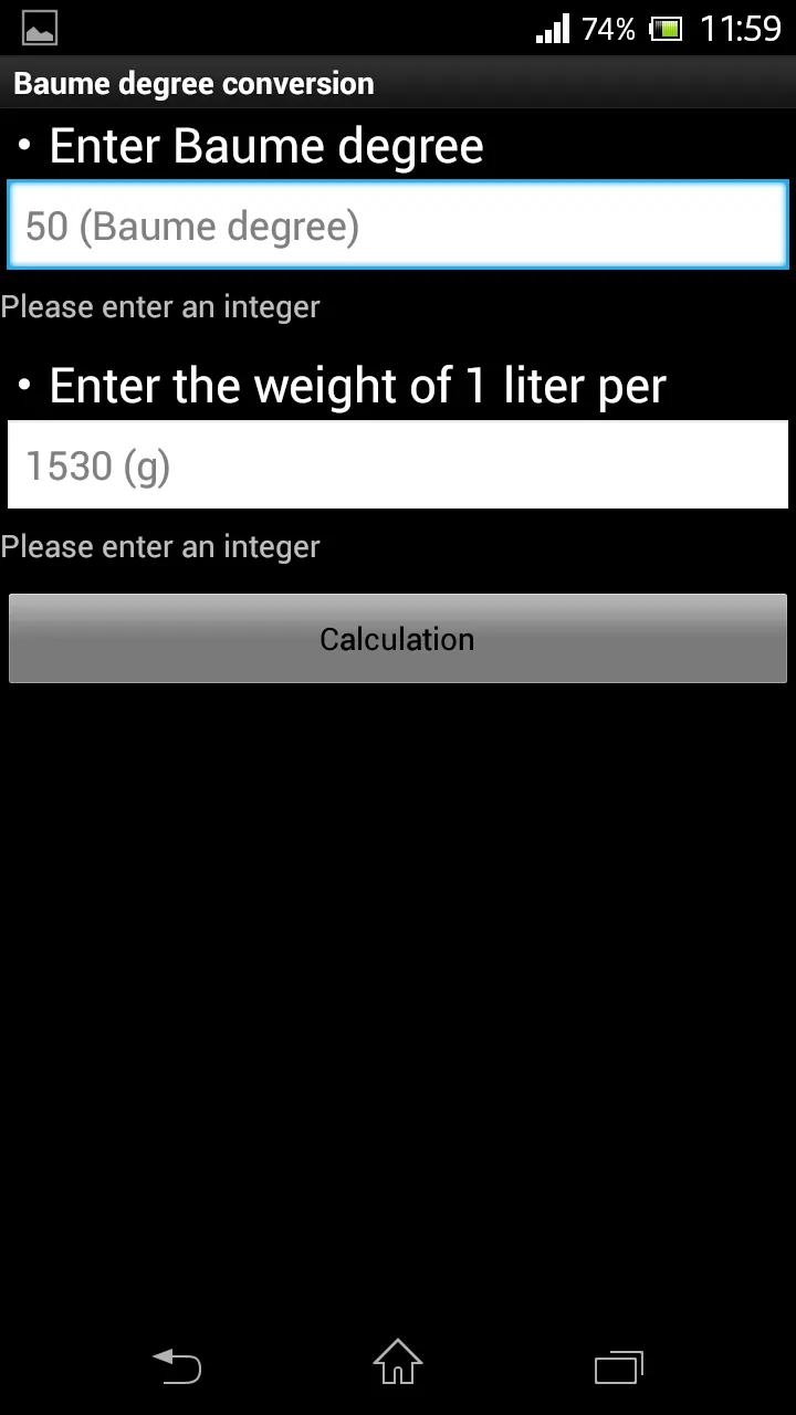 Baume degree conversion  (Cera | Indus Appstore | Screenshot