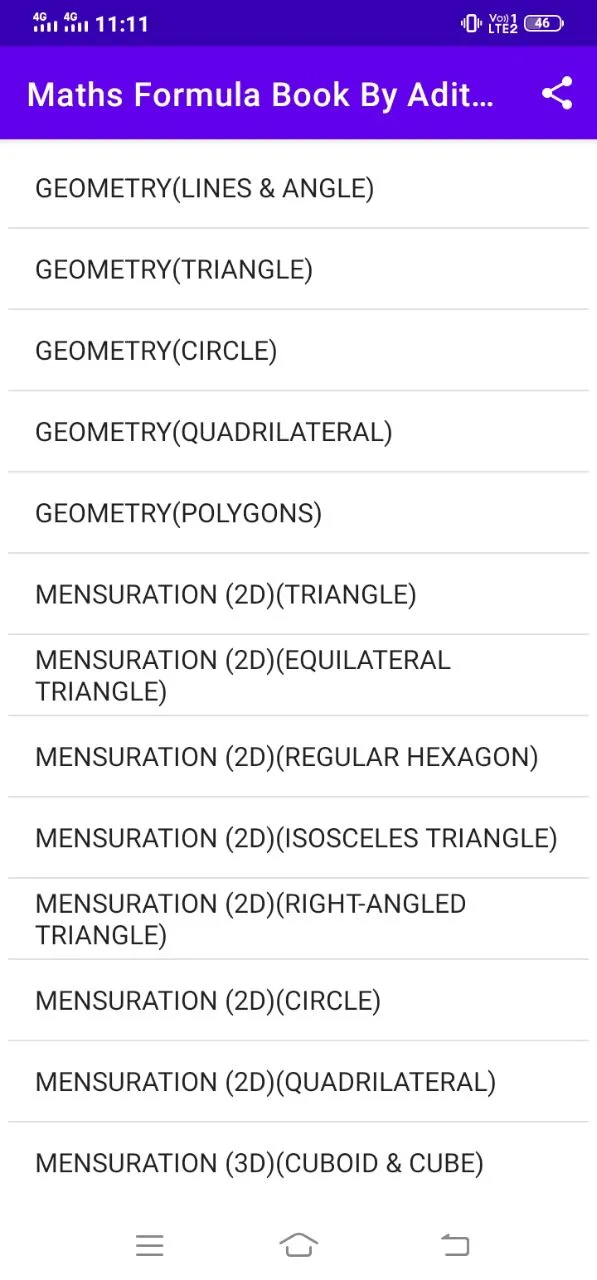 Math's Formula Book in Hindi | Indus Appstore | Screenshot