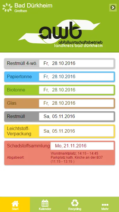 AWB Bad Dürkheim Abfall-App | Indus Appstore | Screenshot