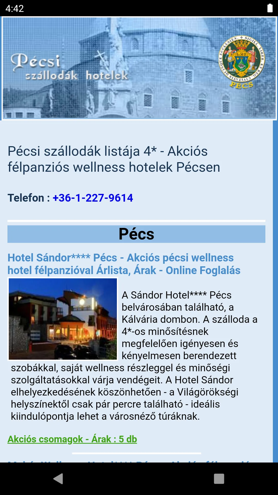 Pécsi Szállodák Hotelek | Indus Appstore | Screenshot