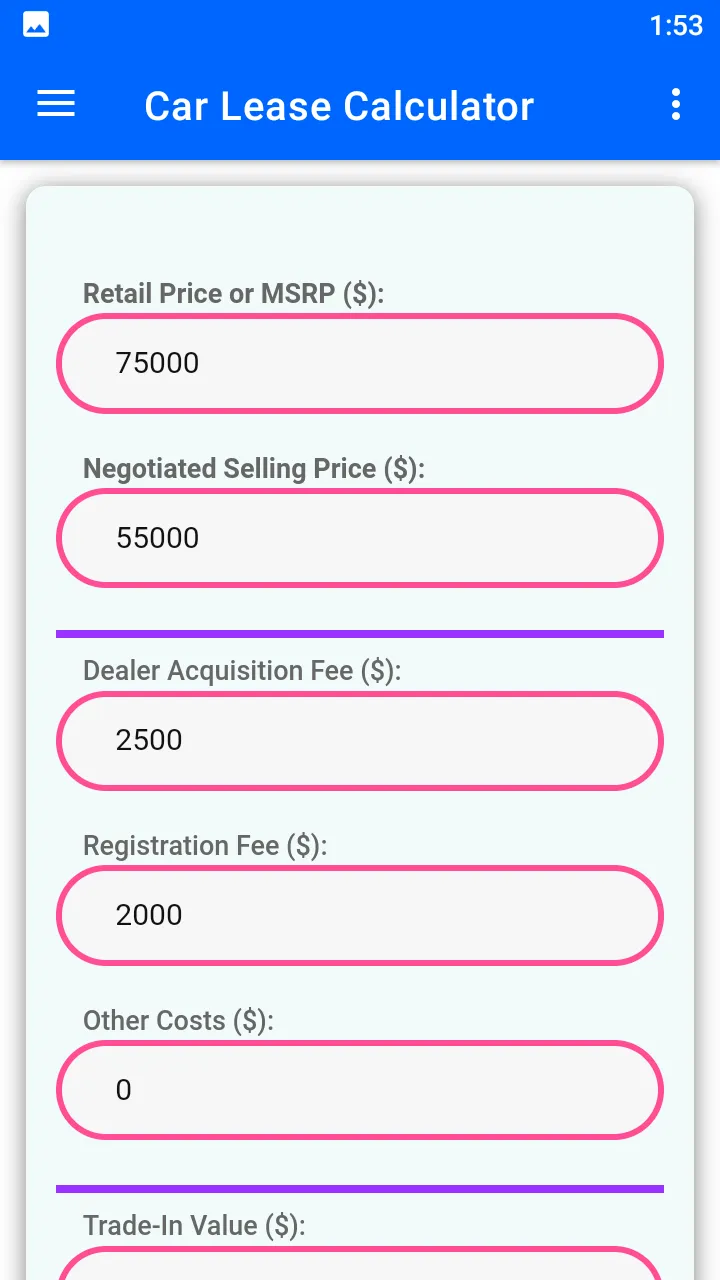 Car Lease Calculator | Indus Appstore | Screenshot