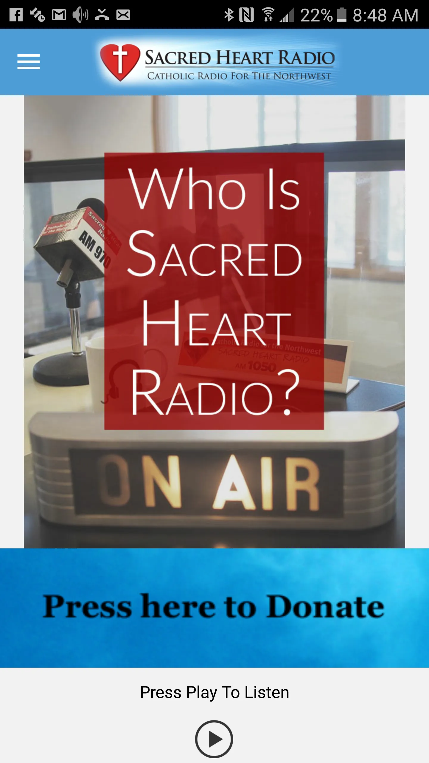 Sacred Heart Radio | Indus Appstore | Screenshot