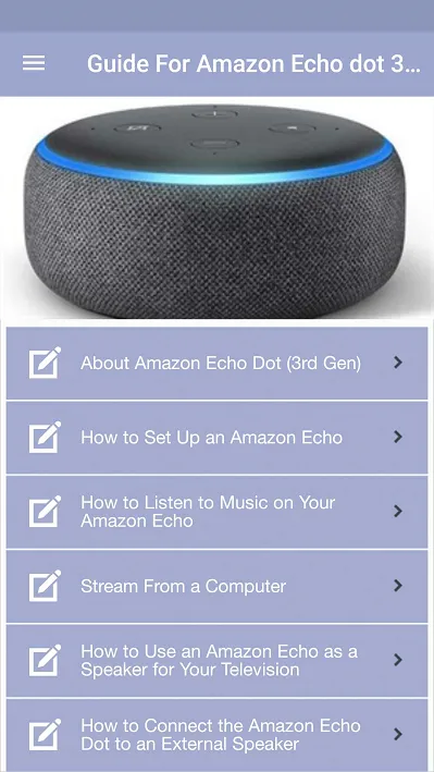 Amazon Echo Dot 3rd Gen Guide | Indus Appstore | Screenshot