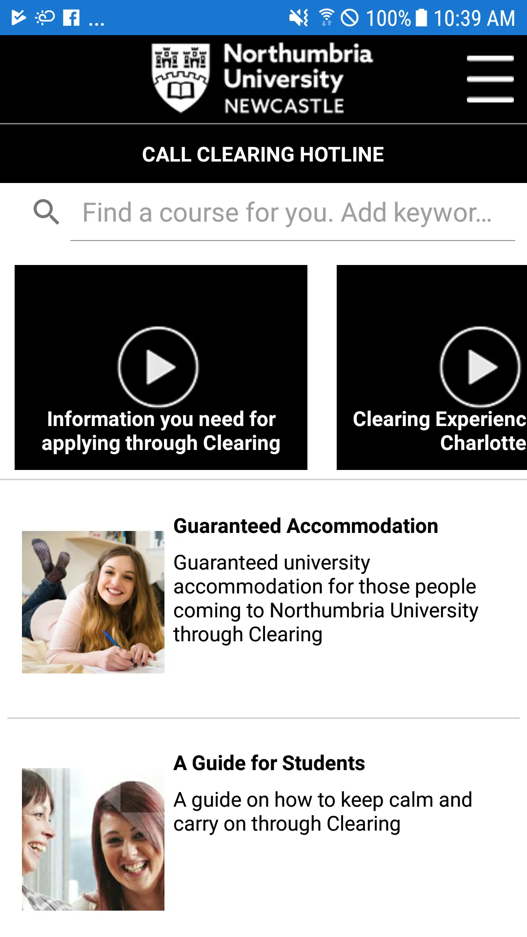 NU Clearing - Northumbria Univ | Indus Appstore | Screenshot