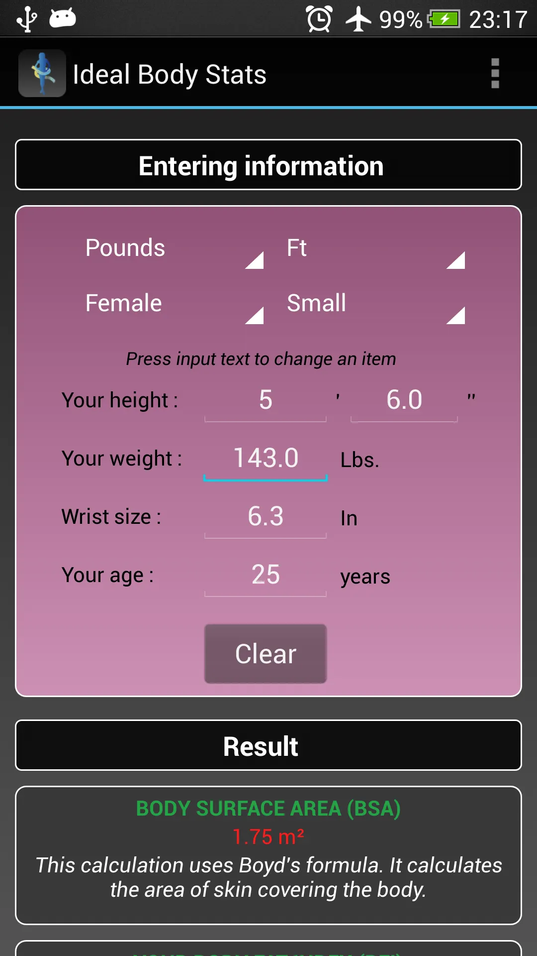 Ideal Weight BMI Adult & Child | Indus Appstore | Screenshot