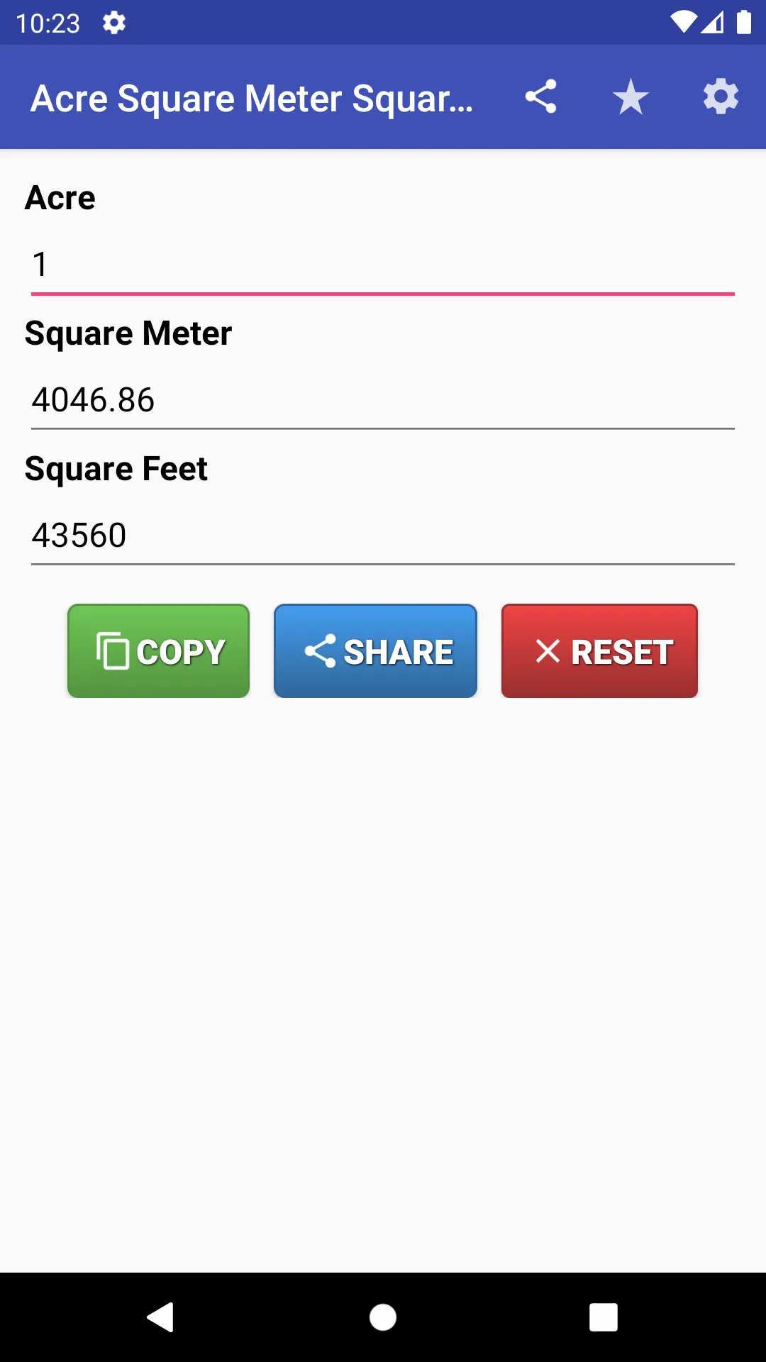 Acre Square Meter Square Feet | Indus Appstore | Screenshot