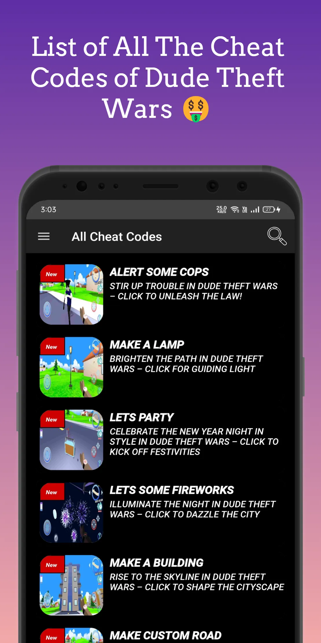 Dude Theft Wars, Cheat Codes | Indus Appstore | Screenshot