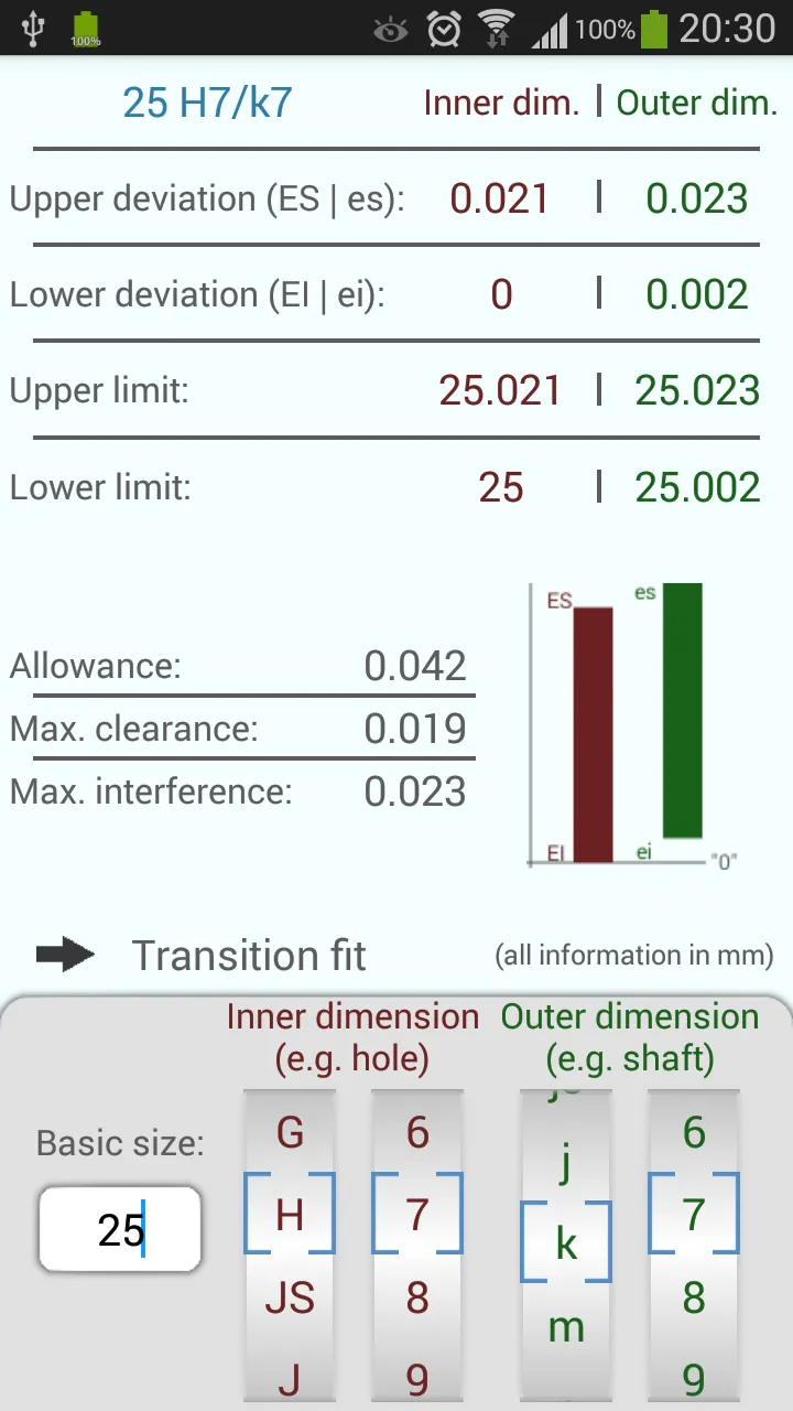 ISO Tolerances (DIN ISO 286-1) | Indus Appstore | Screenshot