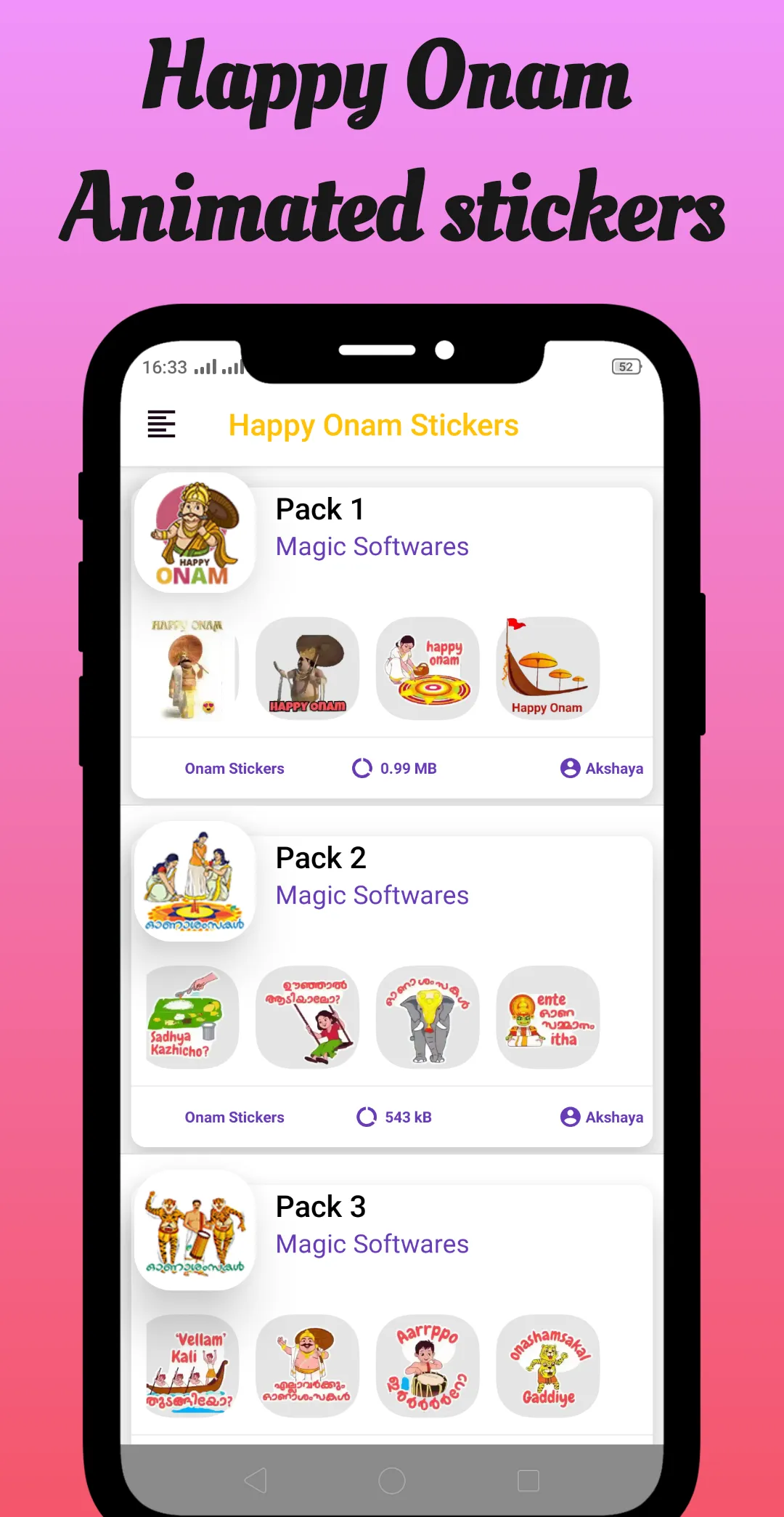 Happy Onam - Animated Stickers | Indus Appstore | Screenshot