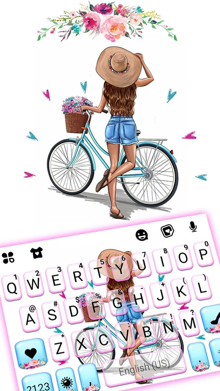 Floral Bicycle Girl2 Keyboard  | Indus Appstore | Screenshot