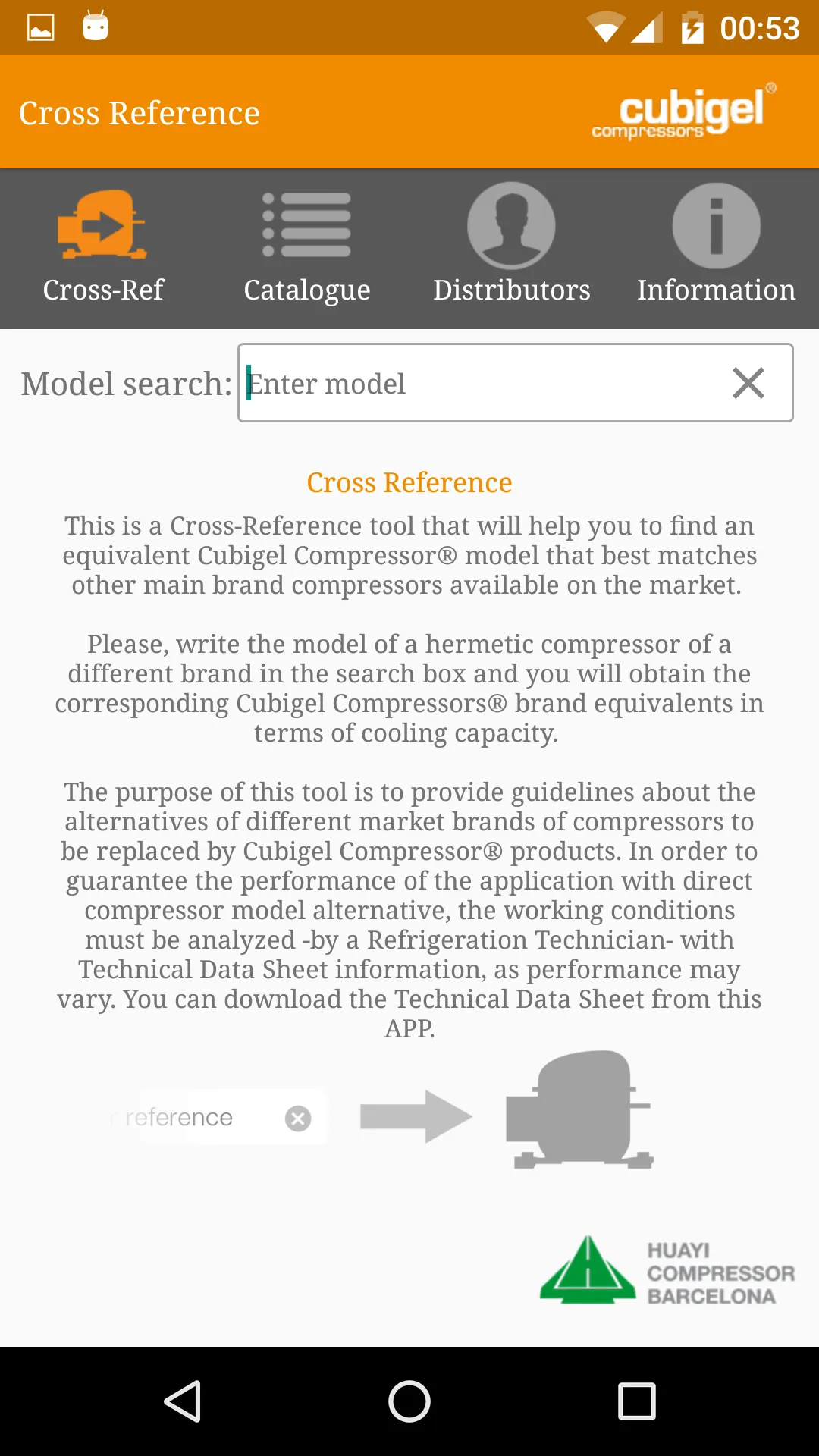 Cubigel Compressors Cross Ref. | Indus Appstore | Screenshot