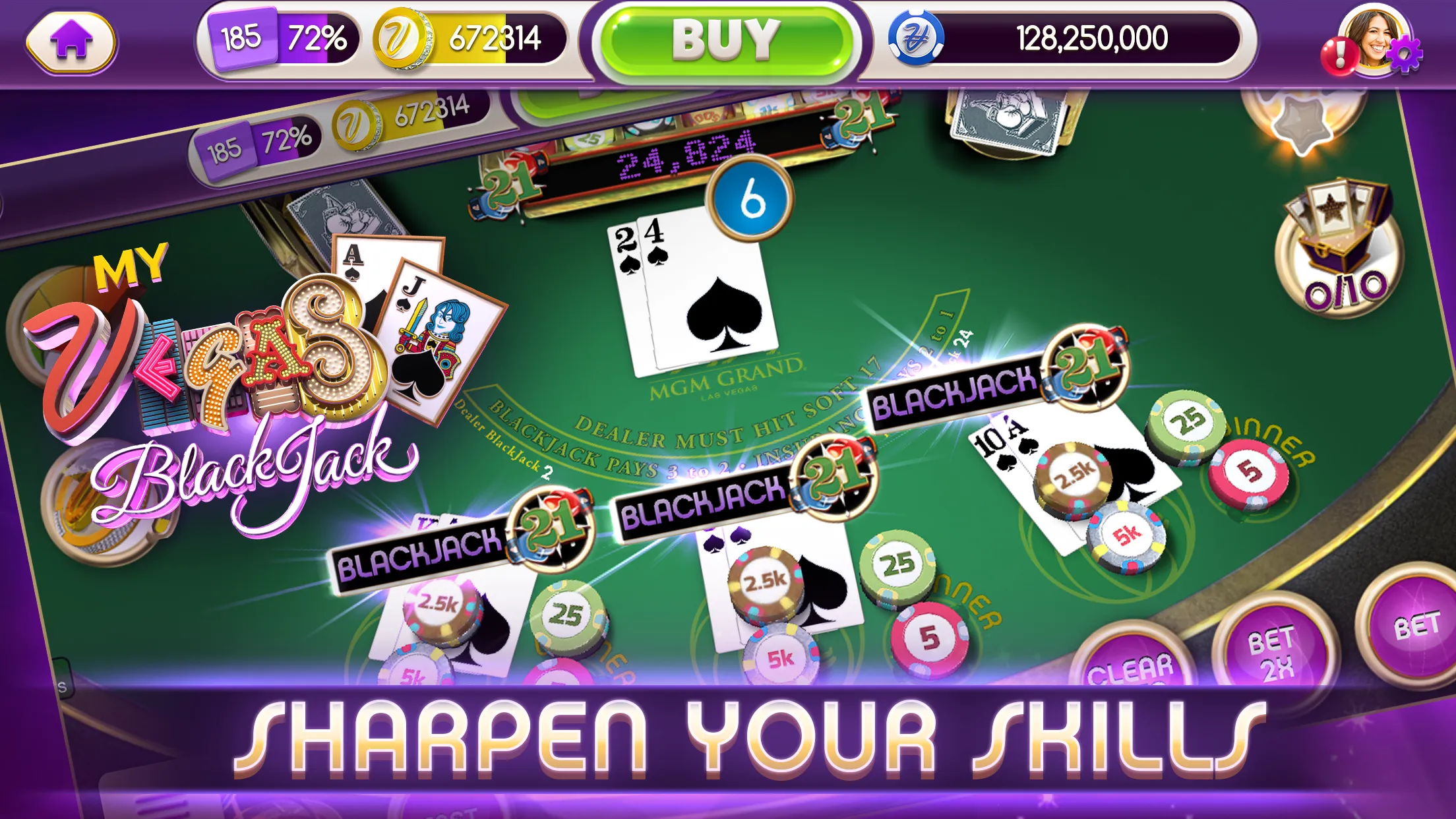 myVEGAS BlackJack 21 Card Game | Indus Appstore | Screenshot