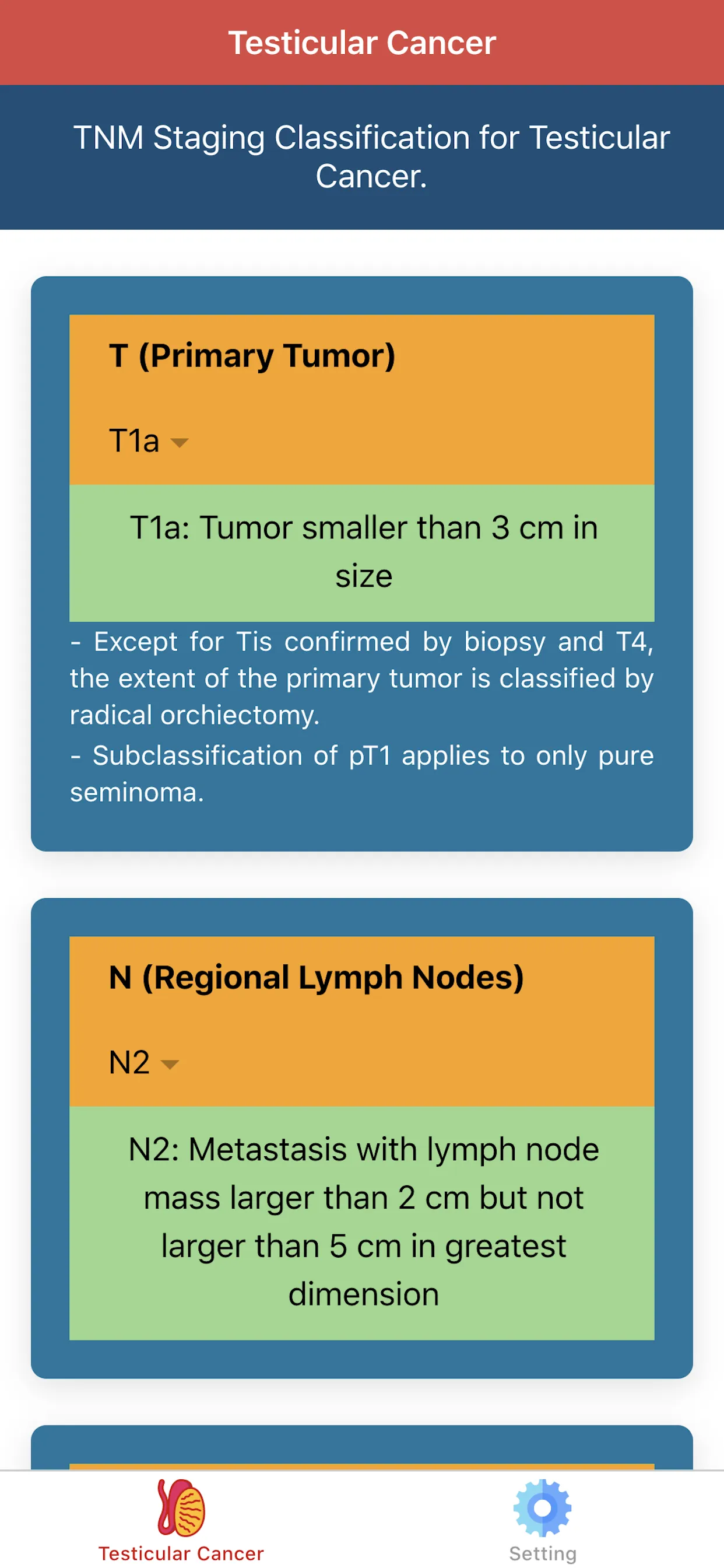 Testicular Cancer Staging | Indus Appstore | Screenshot