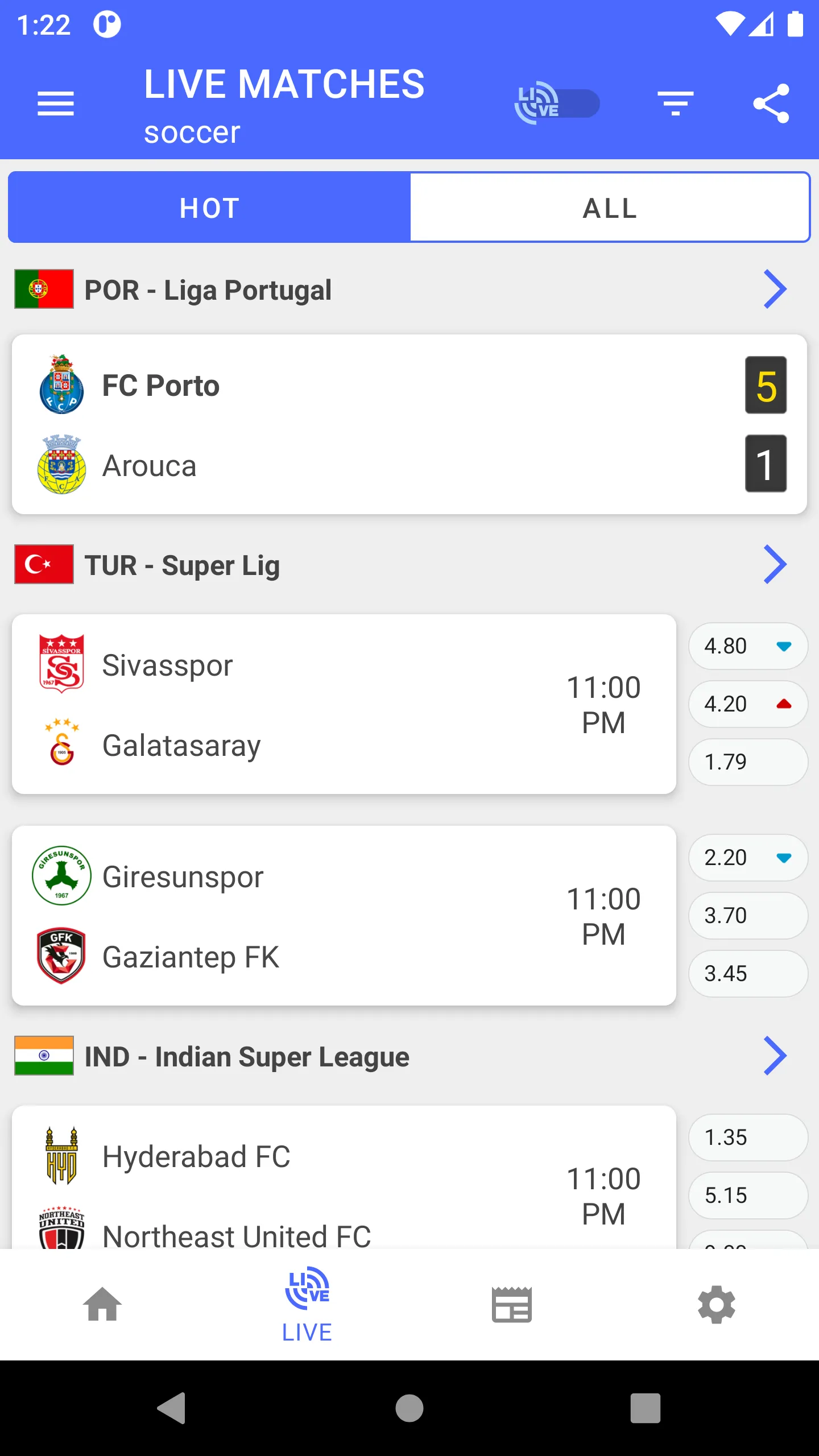 ScoreBoard|Live Football Score | Indus Appstore | Screenshot