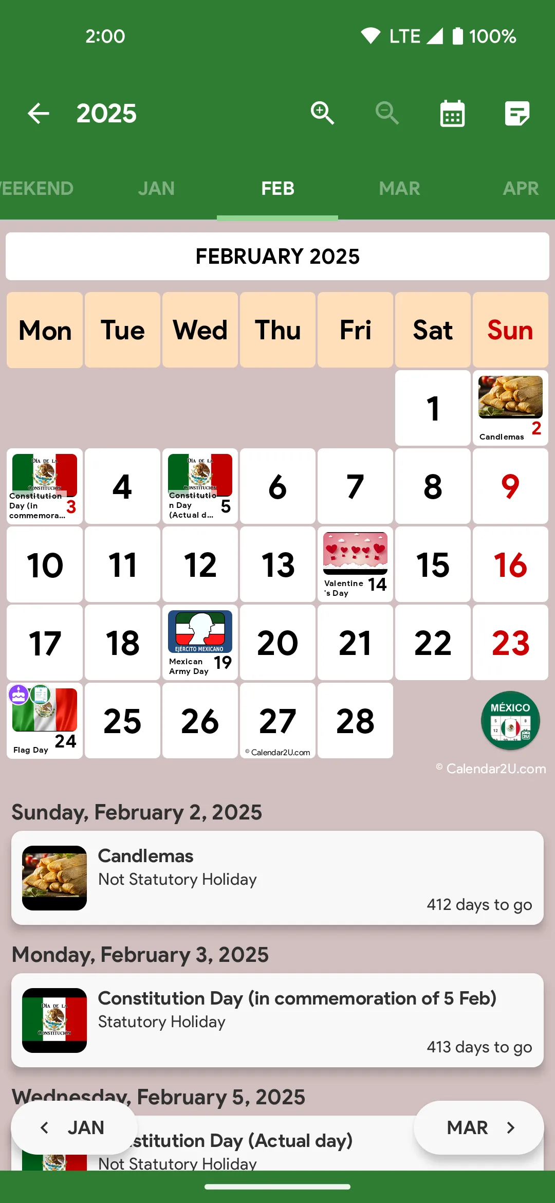 Mexico Calendar | Indus Appstore | Screenshot