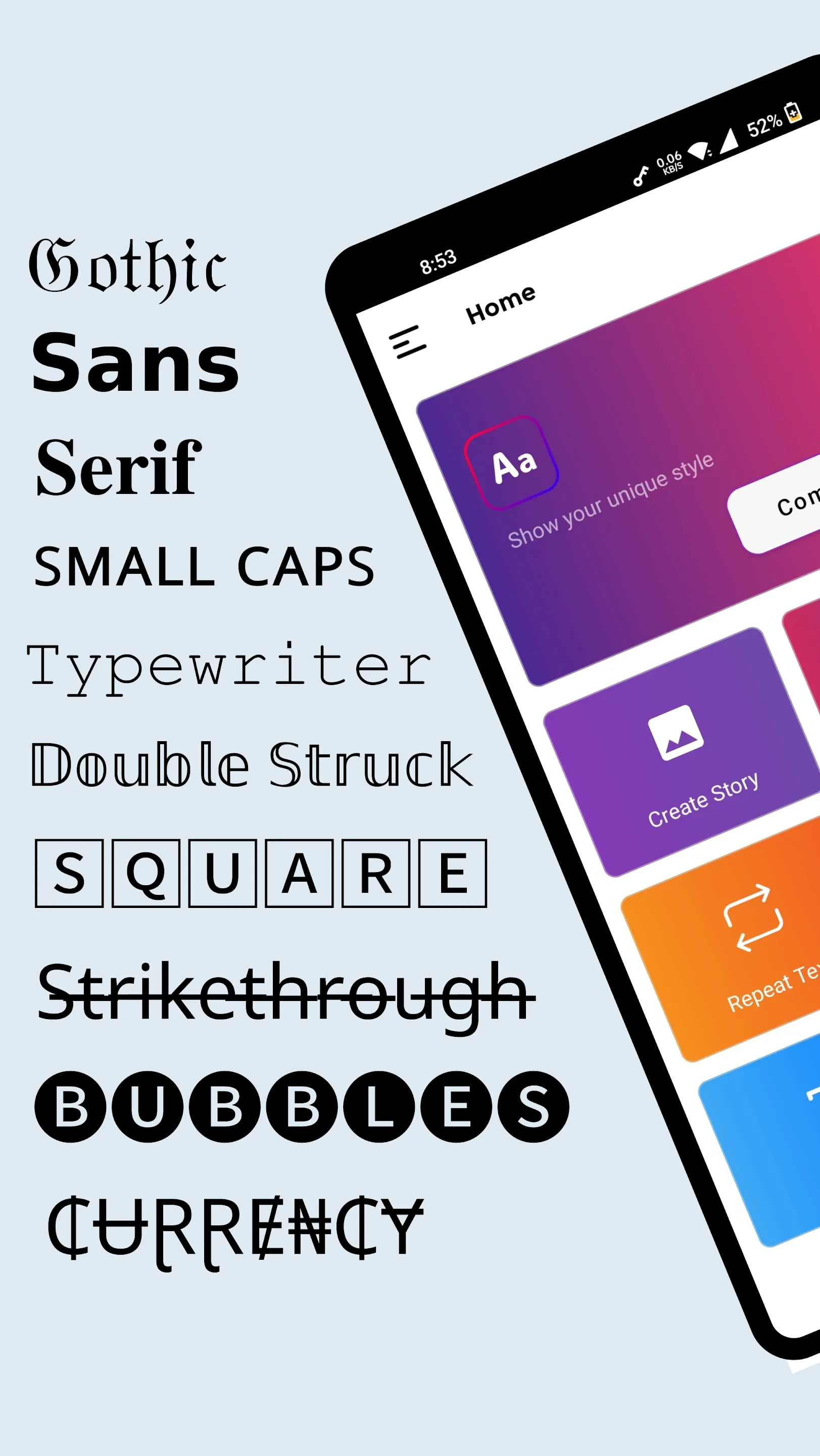 Fonts for Bio, Caption & Story | Indus Appstore | Screenshot