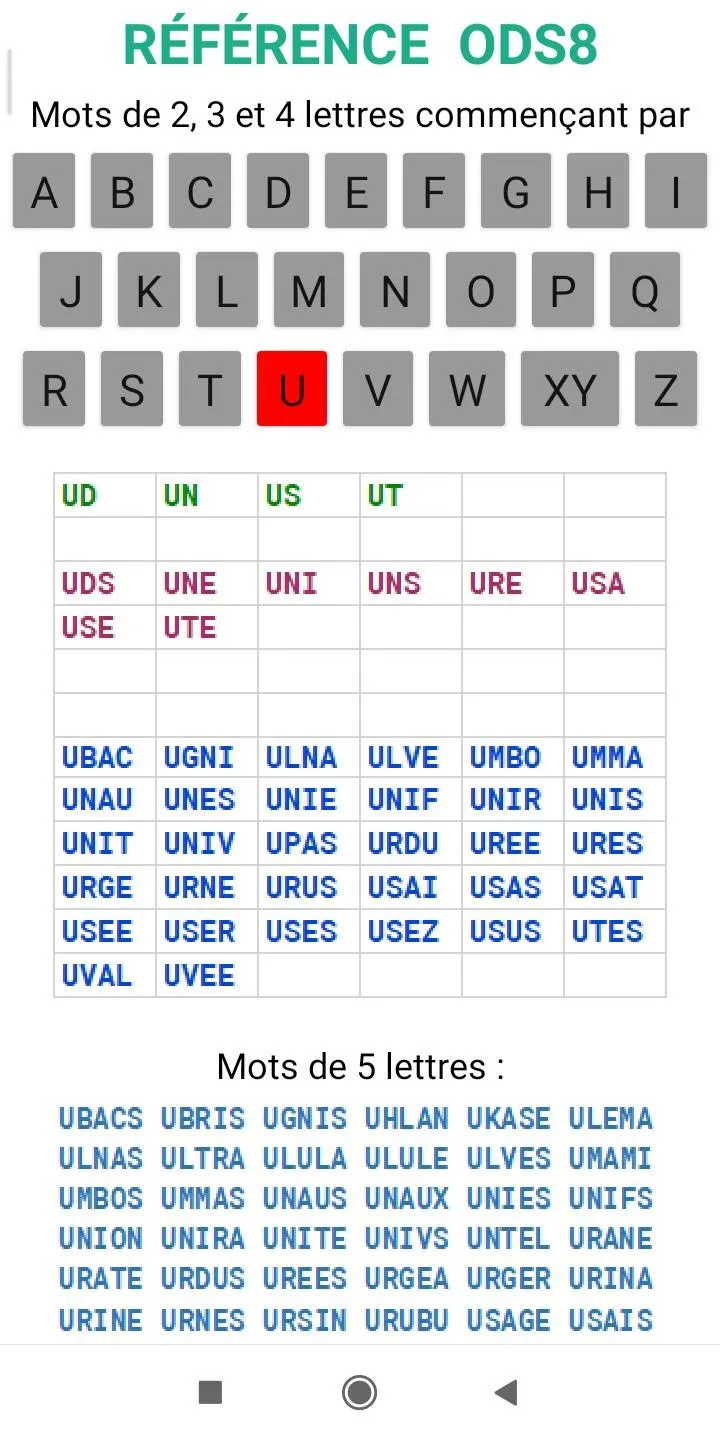 Mots scrabble 2 à 5 lettres | Indus Appstore | Screenshot