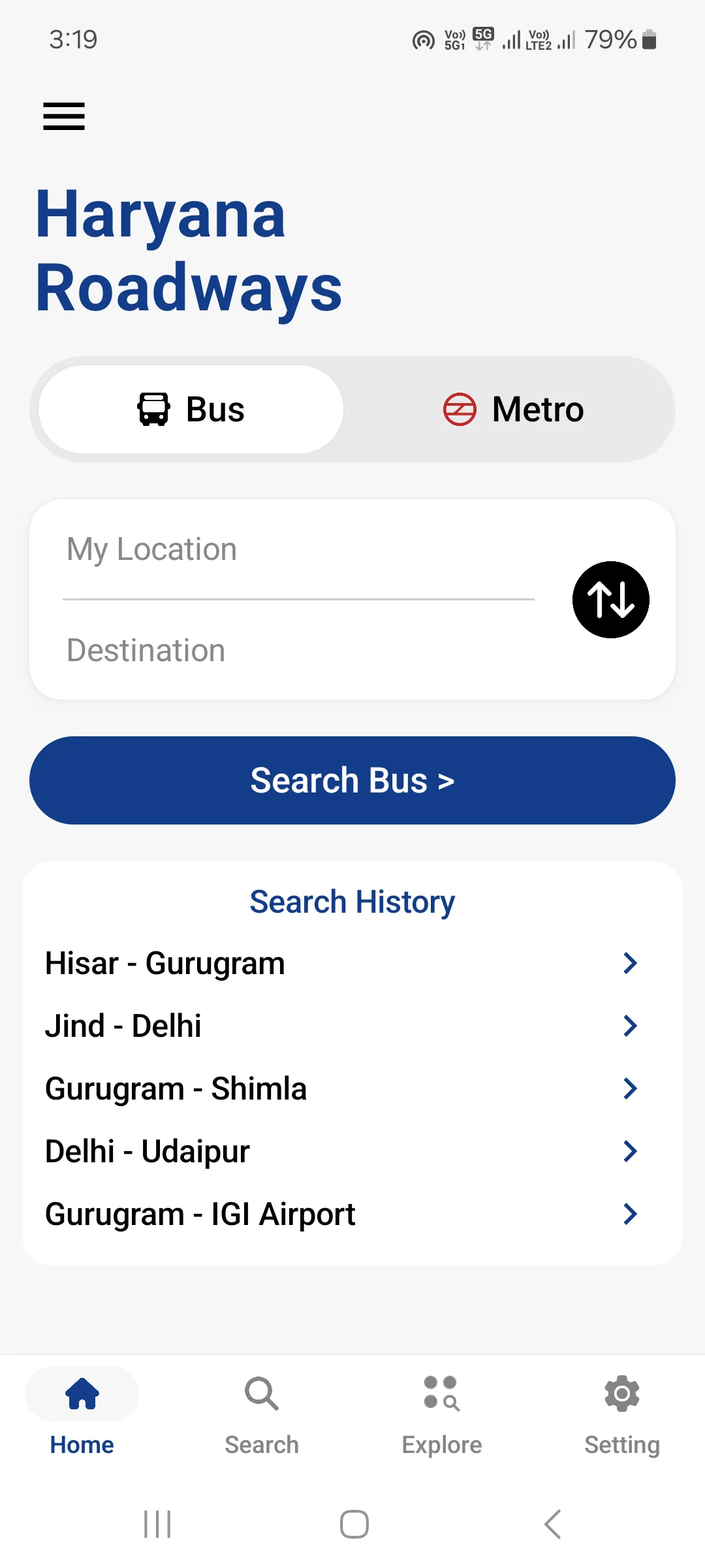 Haryana Roadways & Delhi Metro | Indus Appstore | Screenshot