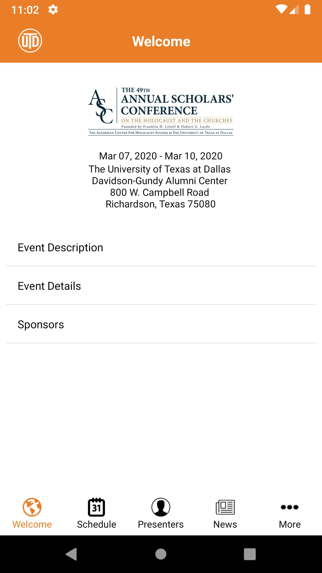 UTDallas ASC Conference | Indus Appstore | Screenshot