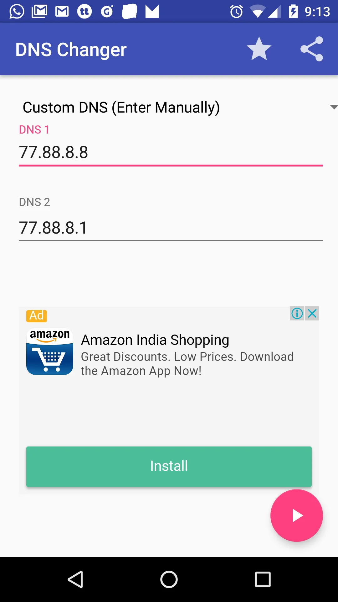 DNS Changer No Root 3g 4g wifi | Indus Appstore | Screenshot