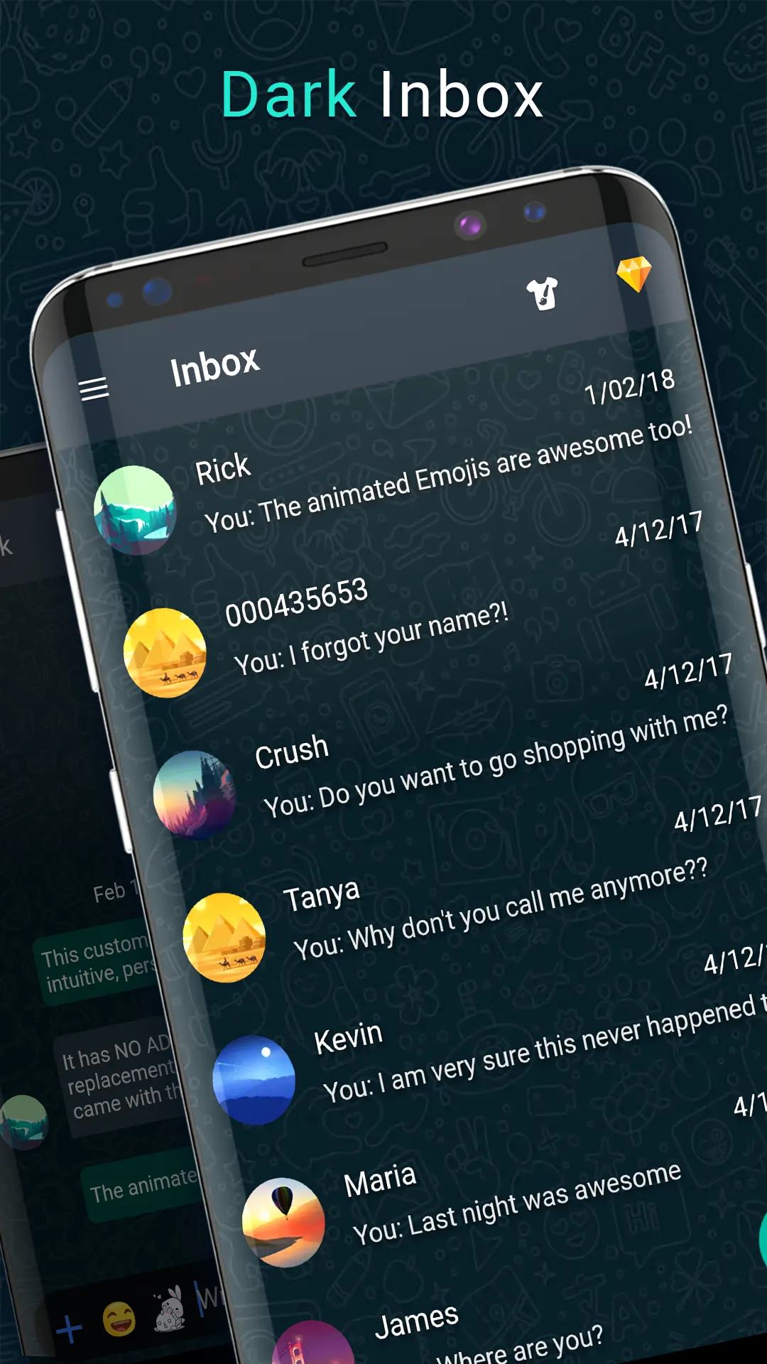 Dark SMS Messenger Theme | Indus Appstore | Screenshot