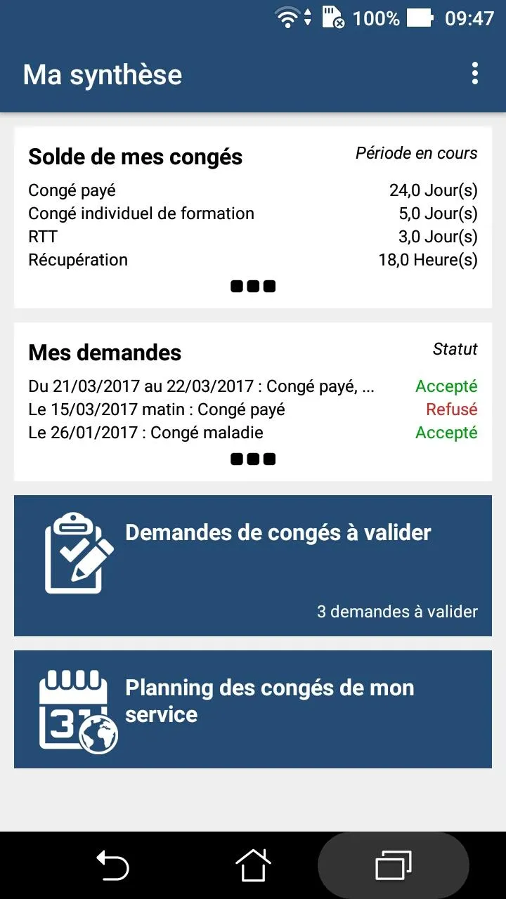 Mes Congés et Absences | Indus Appstore | Screenshot