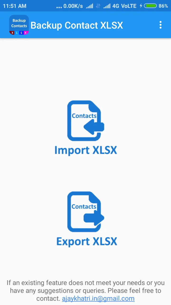 Backup Contact To XLSX ( Impor | Indus Appstore | Screenshot